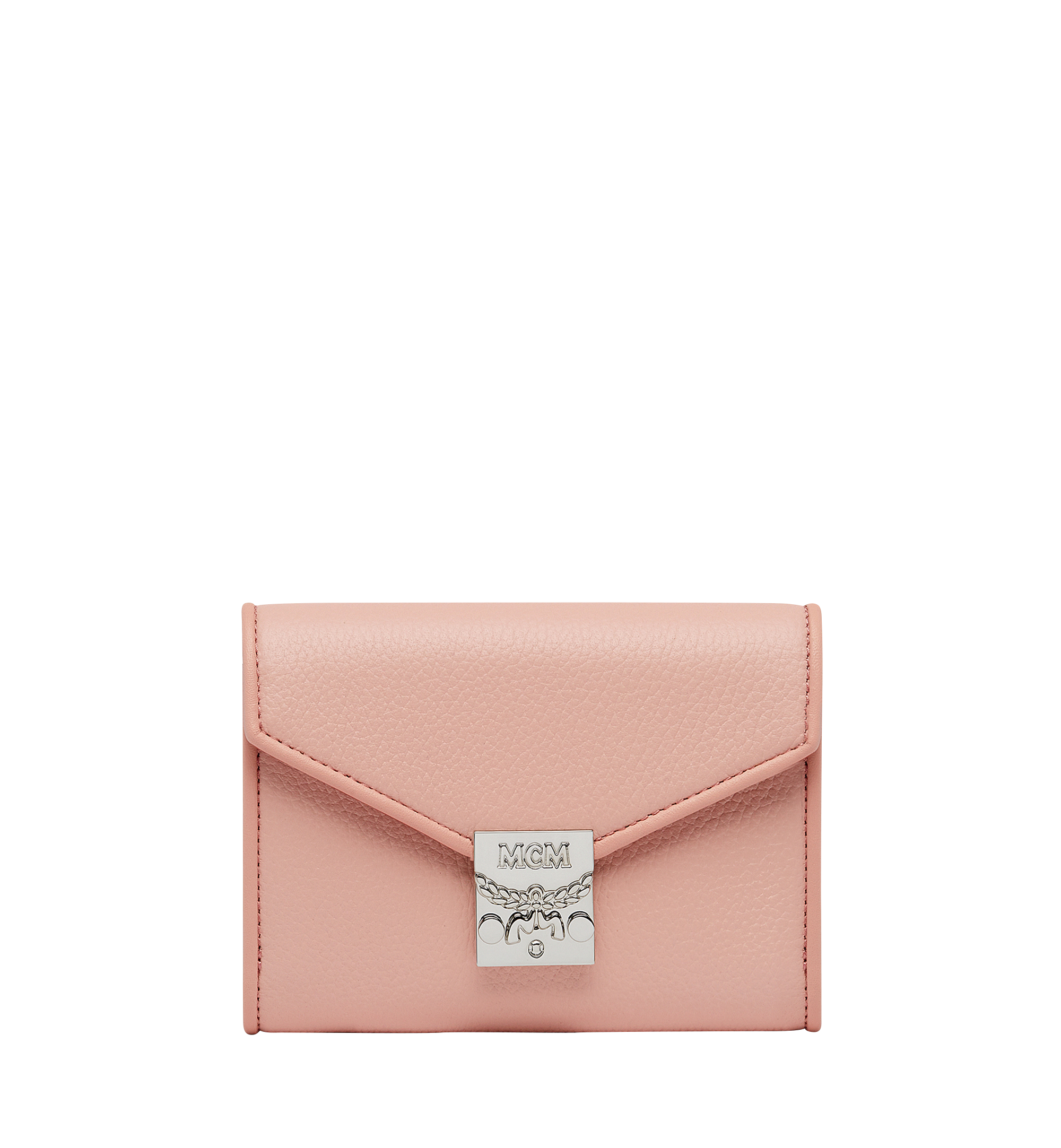 MCM Tracy Three Fold Wallet in Leather Pink MYS8SPA43PV001 Alternate View 1