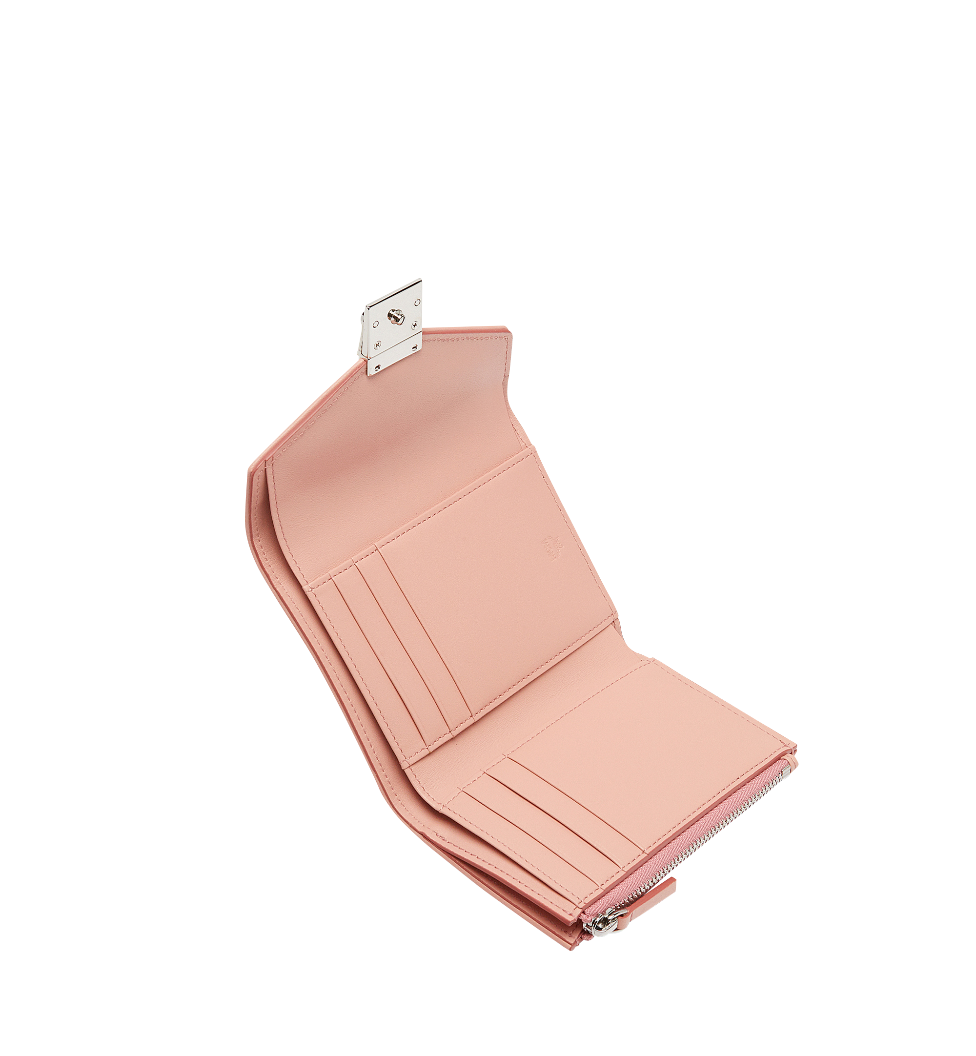 MCM Tracy Three Fold Wallet in Leather Pink MYS8SPA43PV001 Alternate View 3