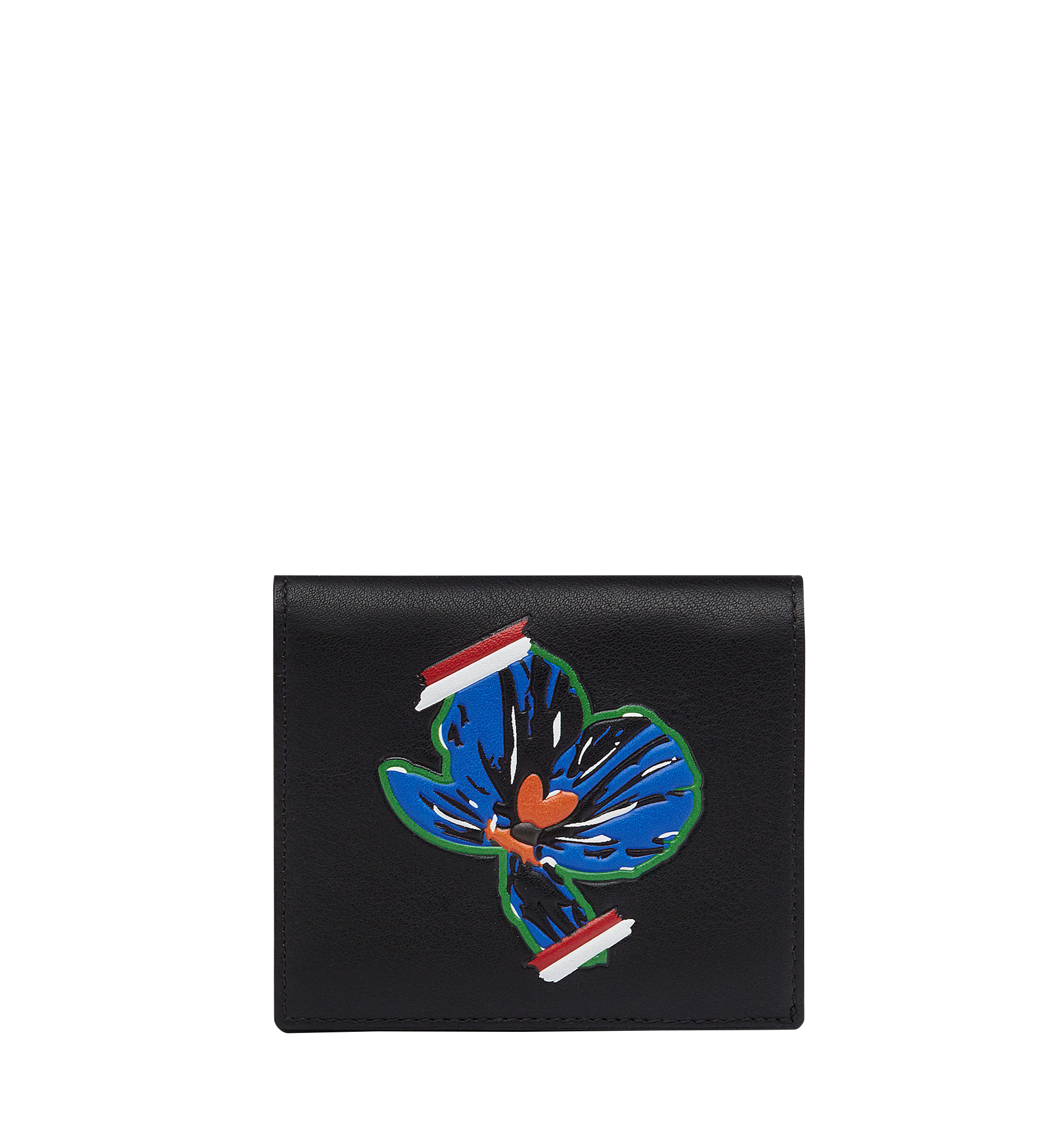 MCM Aren Two Fold Wallet in Victory Flower Black MYS8SSE07BK001 Alternate View 1