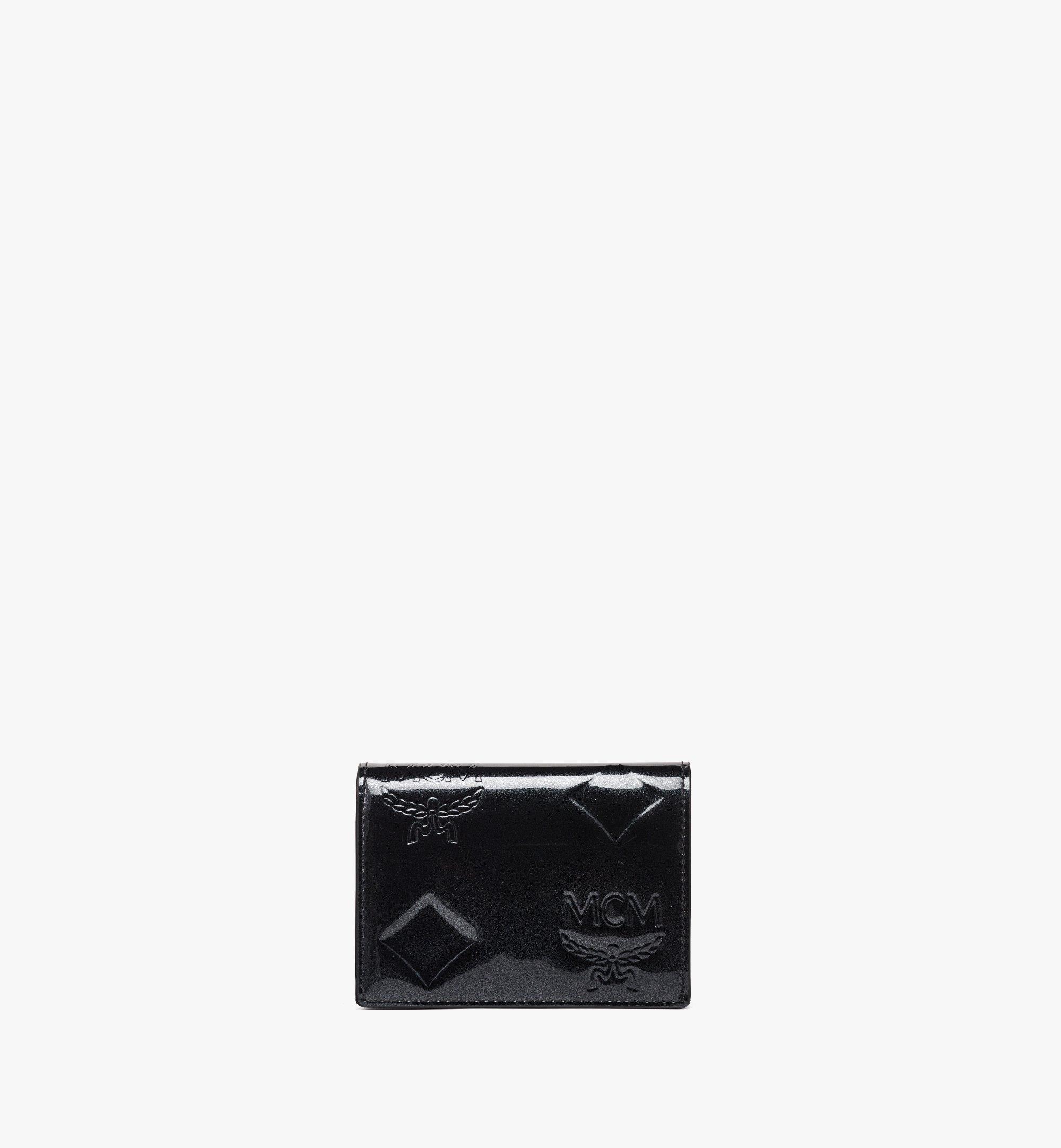 Mcm Aren Snap Wallet in Embossed Monogram Leather, Black