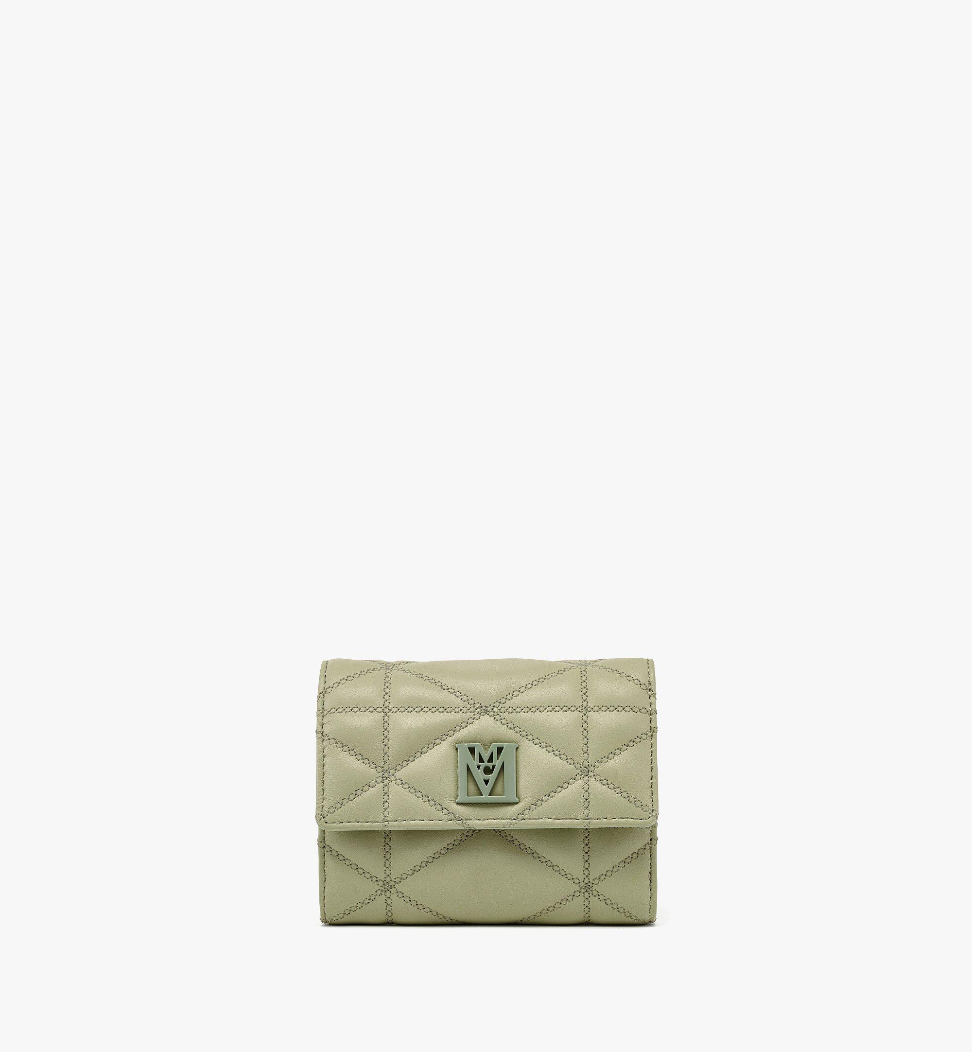 MCM Travia Trifold Wallet in Cloud Quilted Leather Green MYSDSLM01J3001 Alternate View 1