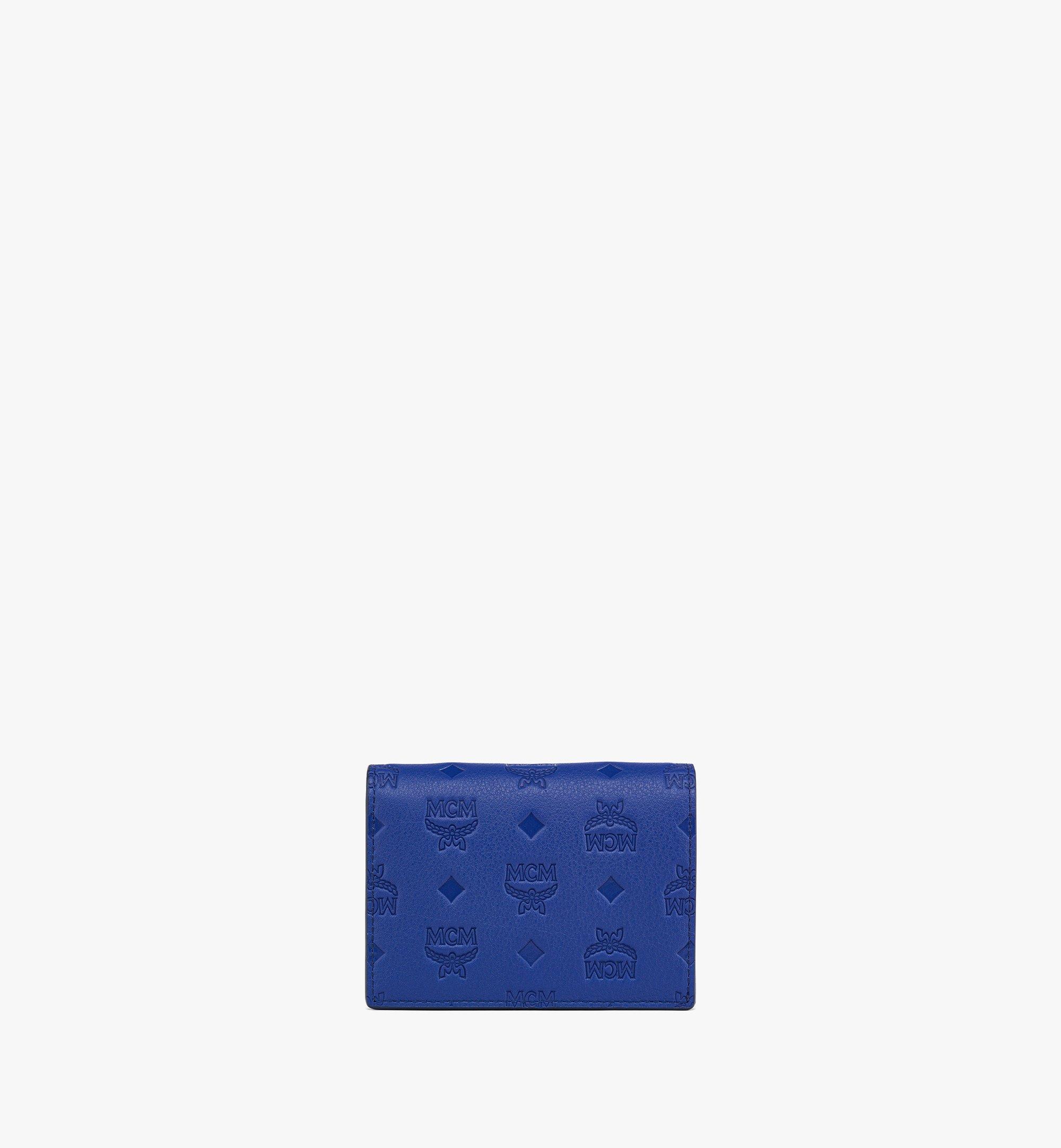 Mini Aren Snap Wallet in Embossed Monogram Leather Blue | MCM ®MY