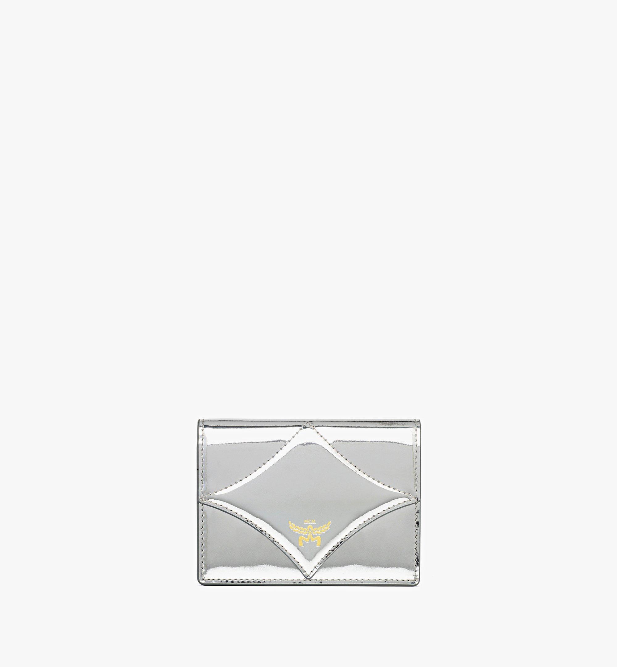 MCM Diamond Wallet in Metallic Mirror Leather Silver MYSEAAK02SV001 Alternate View 1
