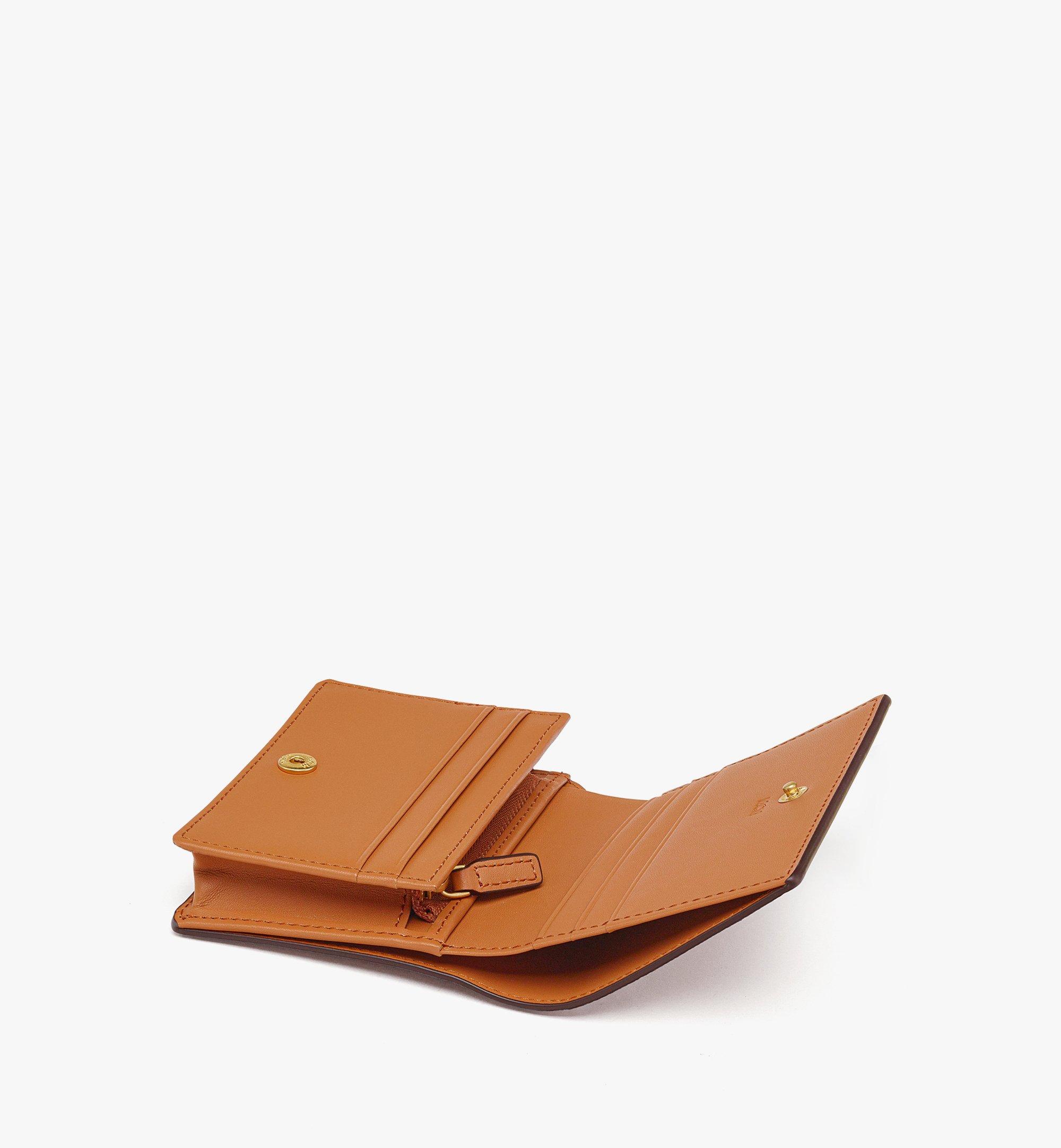 Mini Himmel Snap Wallet in Embossed Logo Leather Cognac MCM ®TH