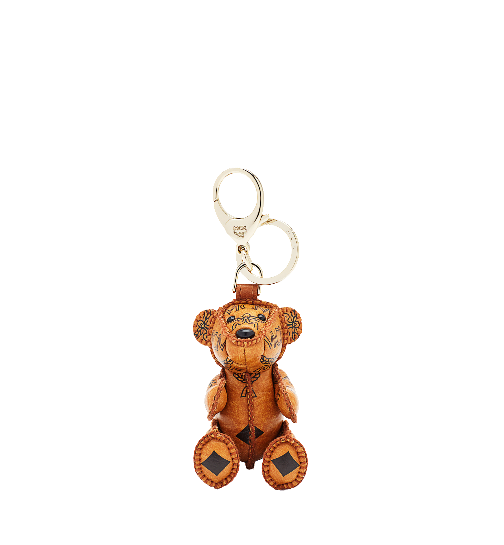 MCM Teddy Bear Logo Keyring in Brown