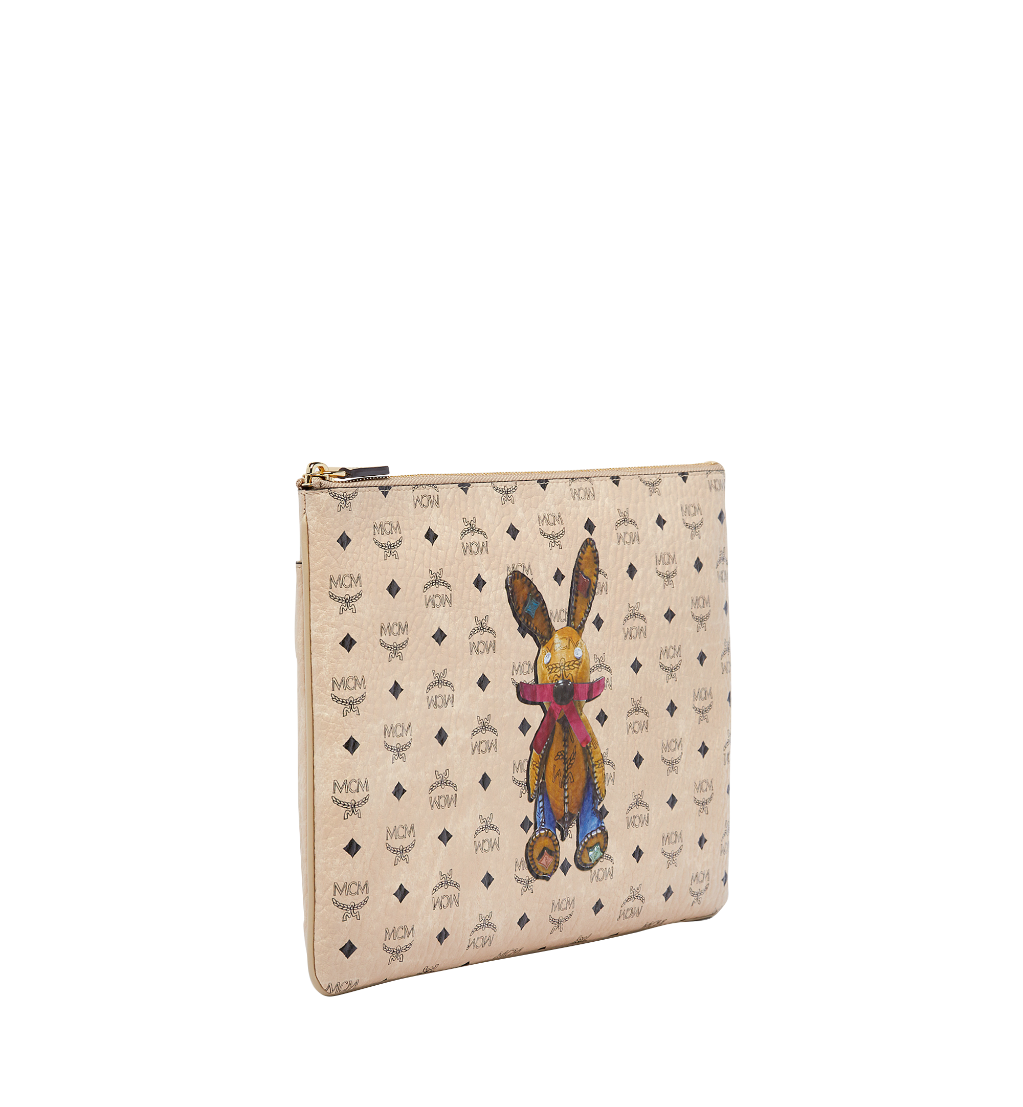 MCM Rabbit Crossbody Pouch in Visetos Beige MYZ6AXL81IG001 Alternate View 1
