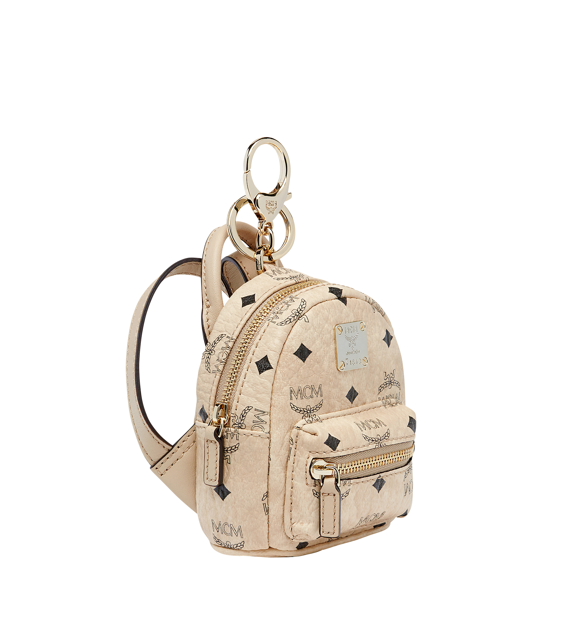 MCM Backpack Charm in Visetos Beige MYZ7AVE26IG001 Alternate View 1