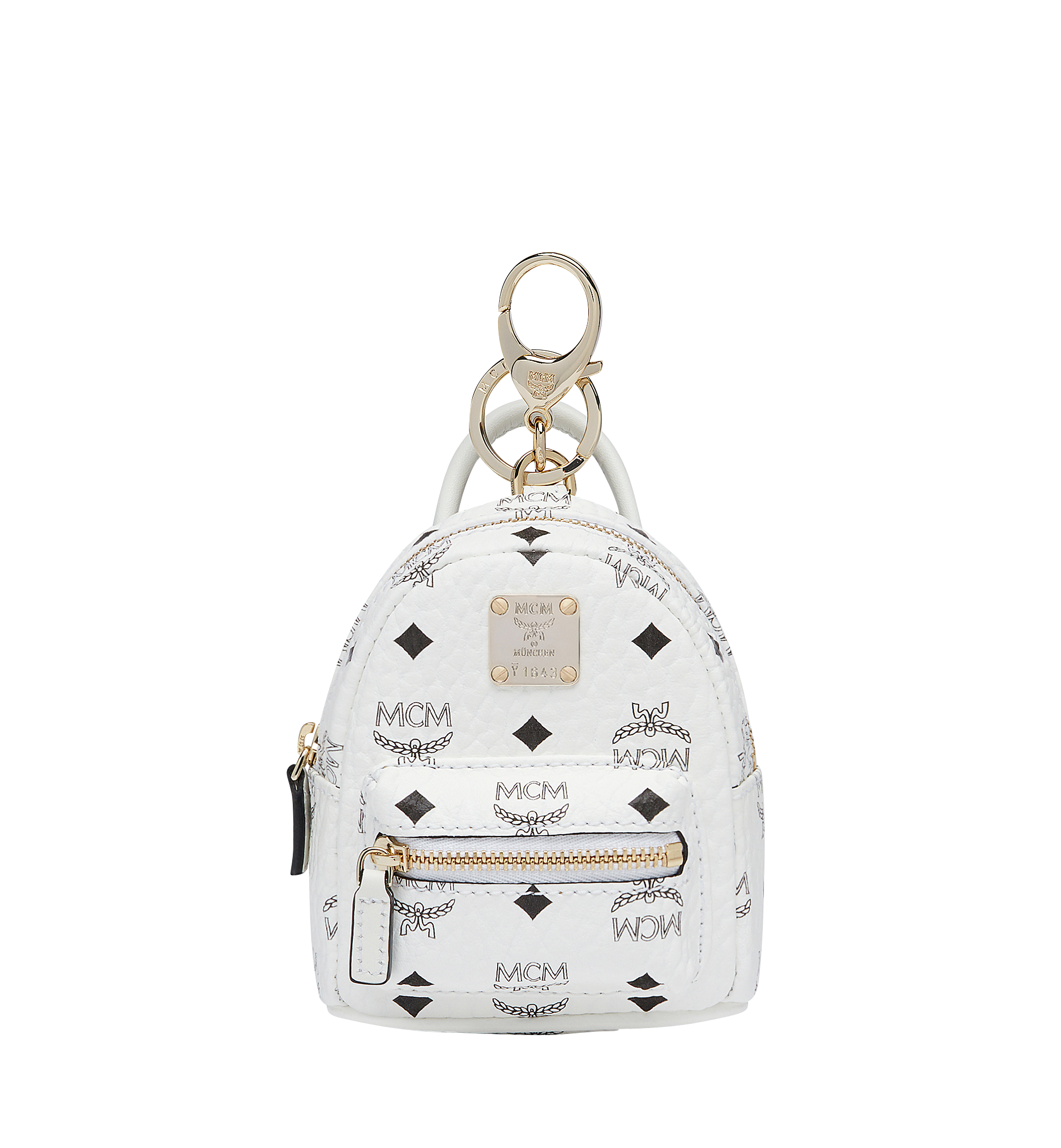 MCM Backpack Charm in Visetos White MYZ7AVE26WT001 Alternate View 1