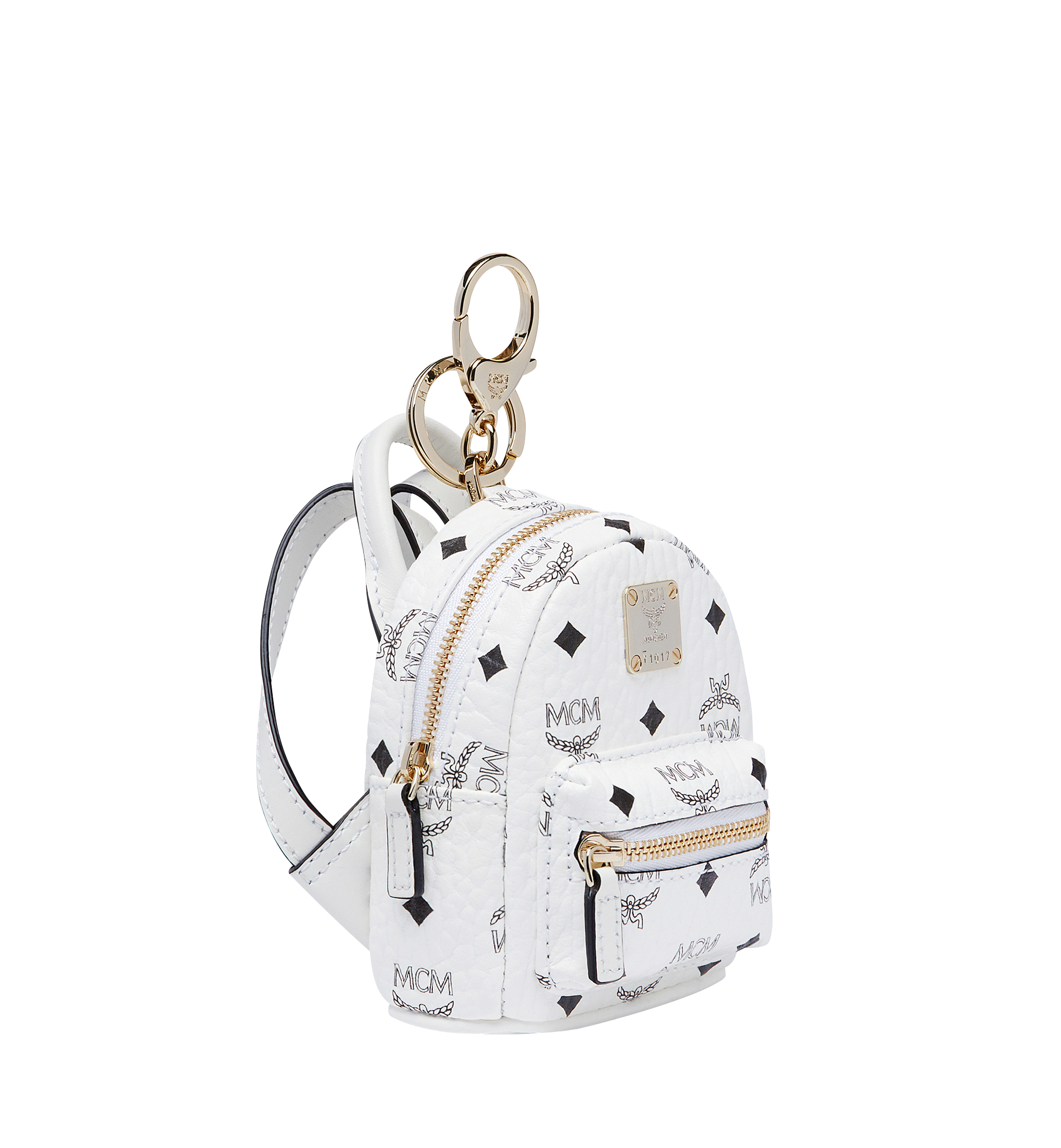 MCM Backpack Charm in Visetos White MYZ7AVE26WT001 Alternate View 1