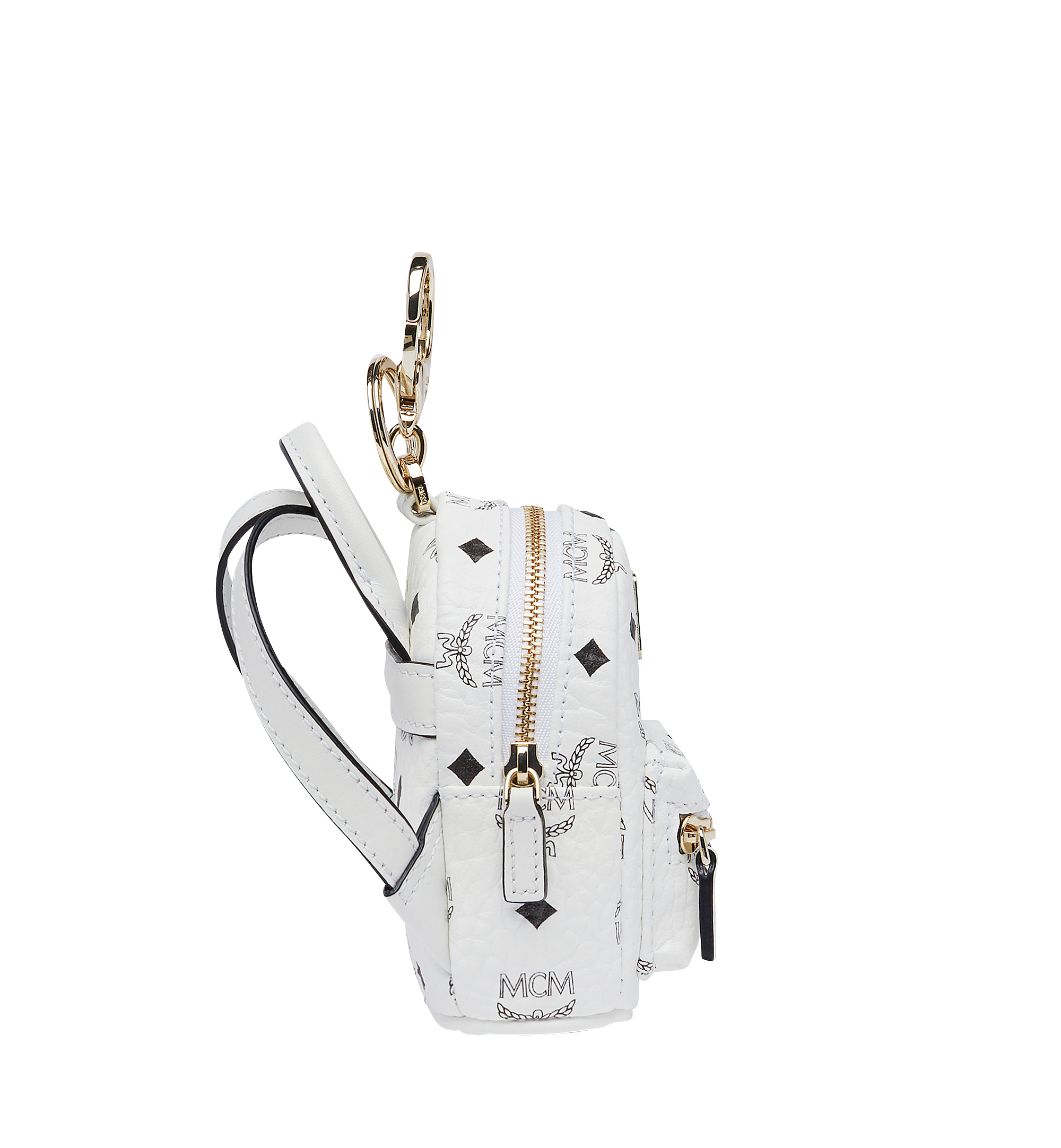 MCM Backpack Charm in Visetos White MYZ7AVE26WT001 Alternate View 2