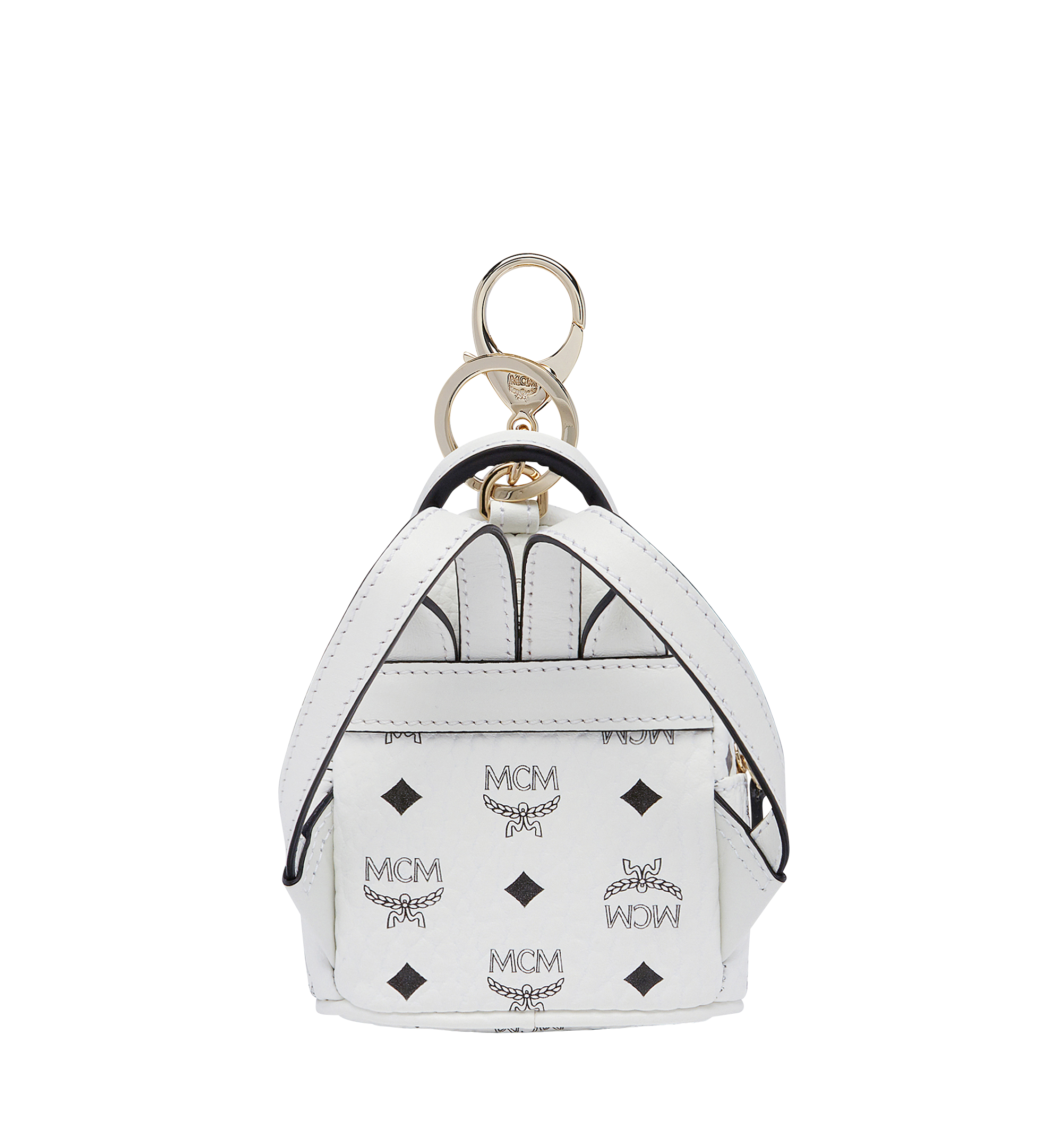 MCM Backpack Charm in Visetos White MYZ7AVE26WT001 Alternate View 3