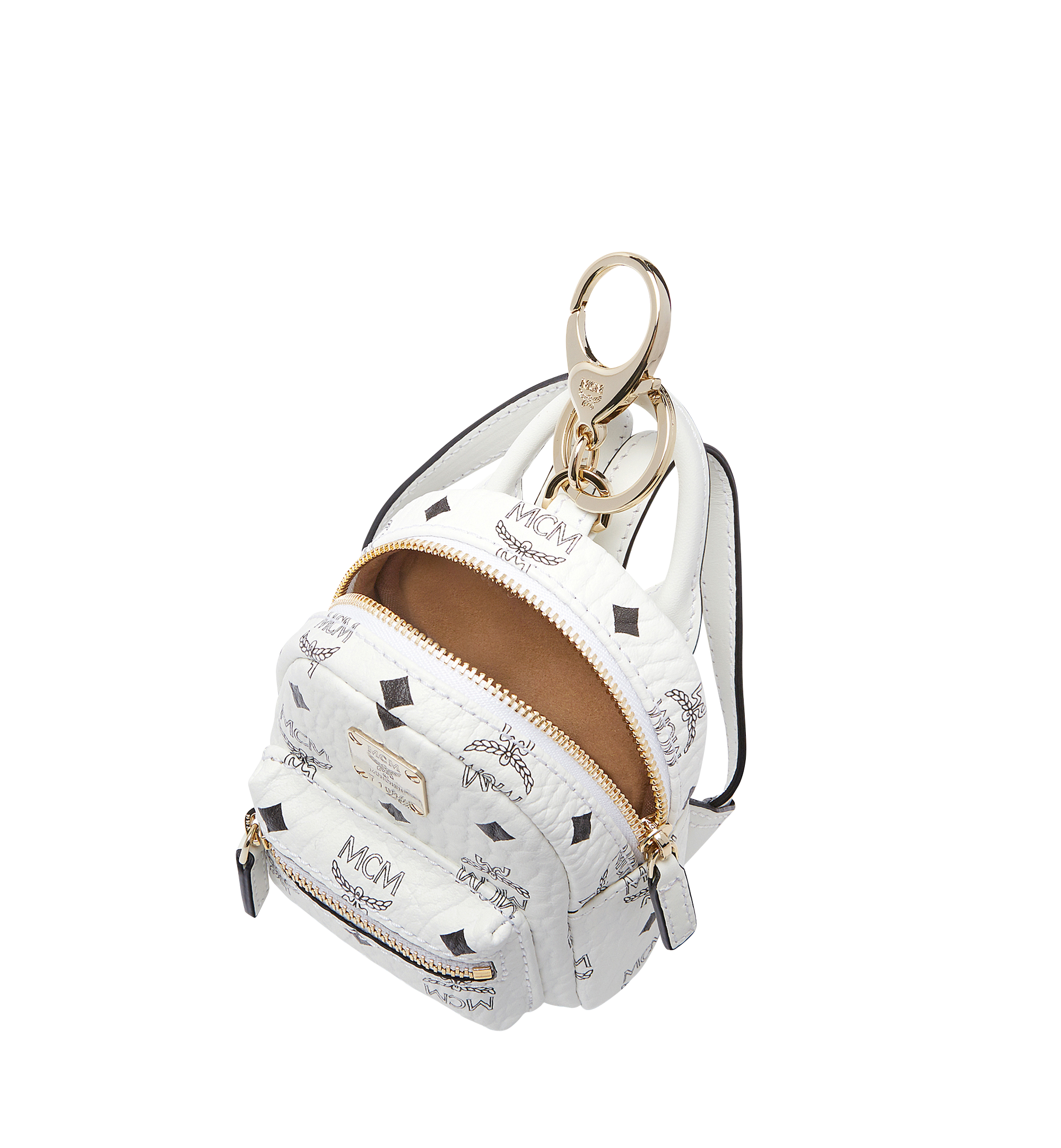 MCM Backpack Charm in Visetos White MYZ7AVE26WT001 Alternate View 4