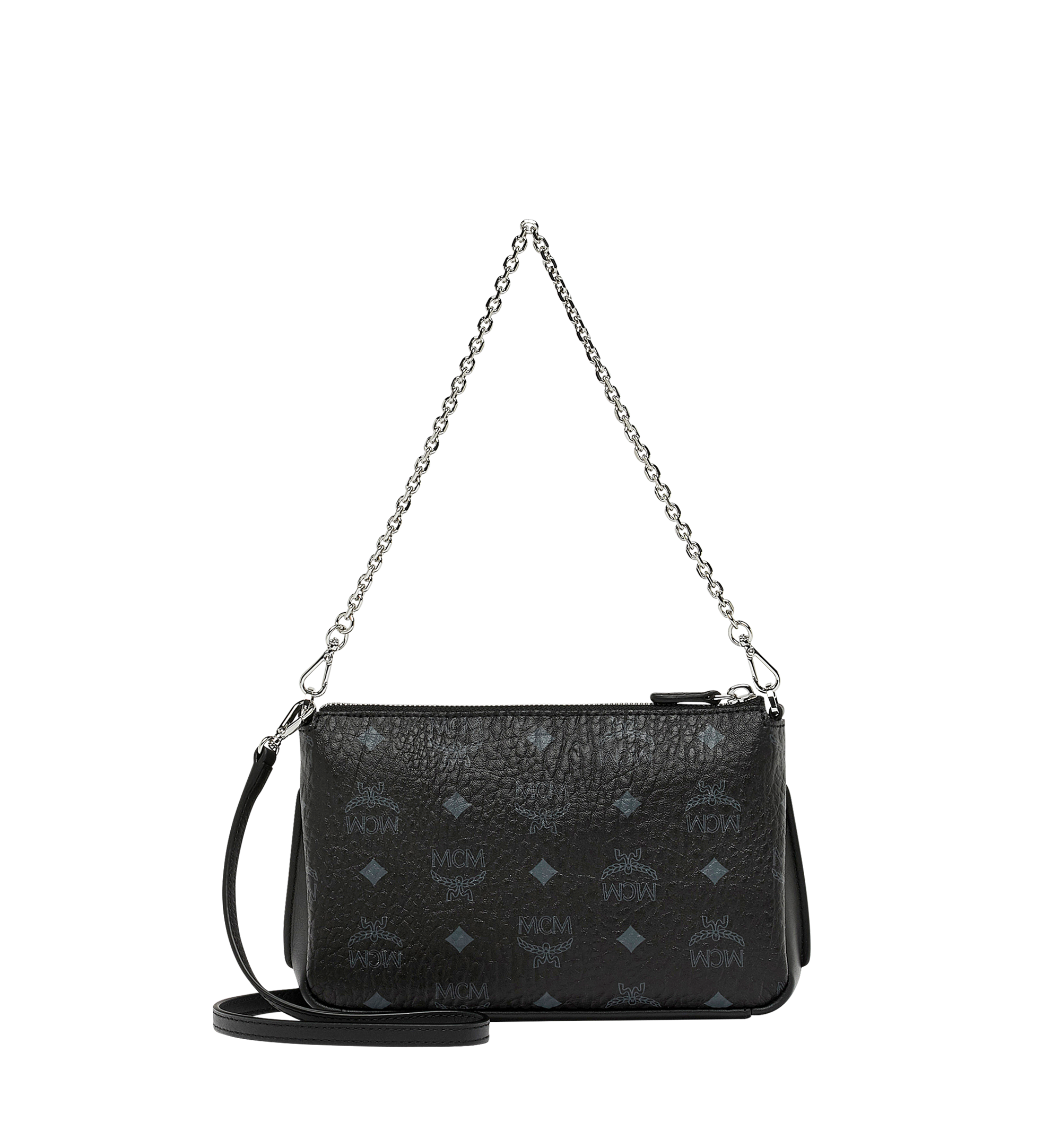 mcm millie top zip shoulder bag in visetos