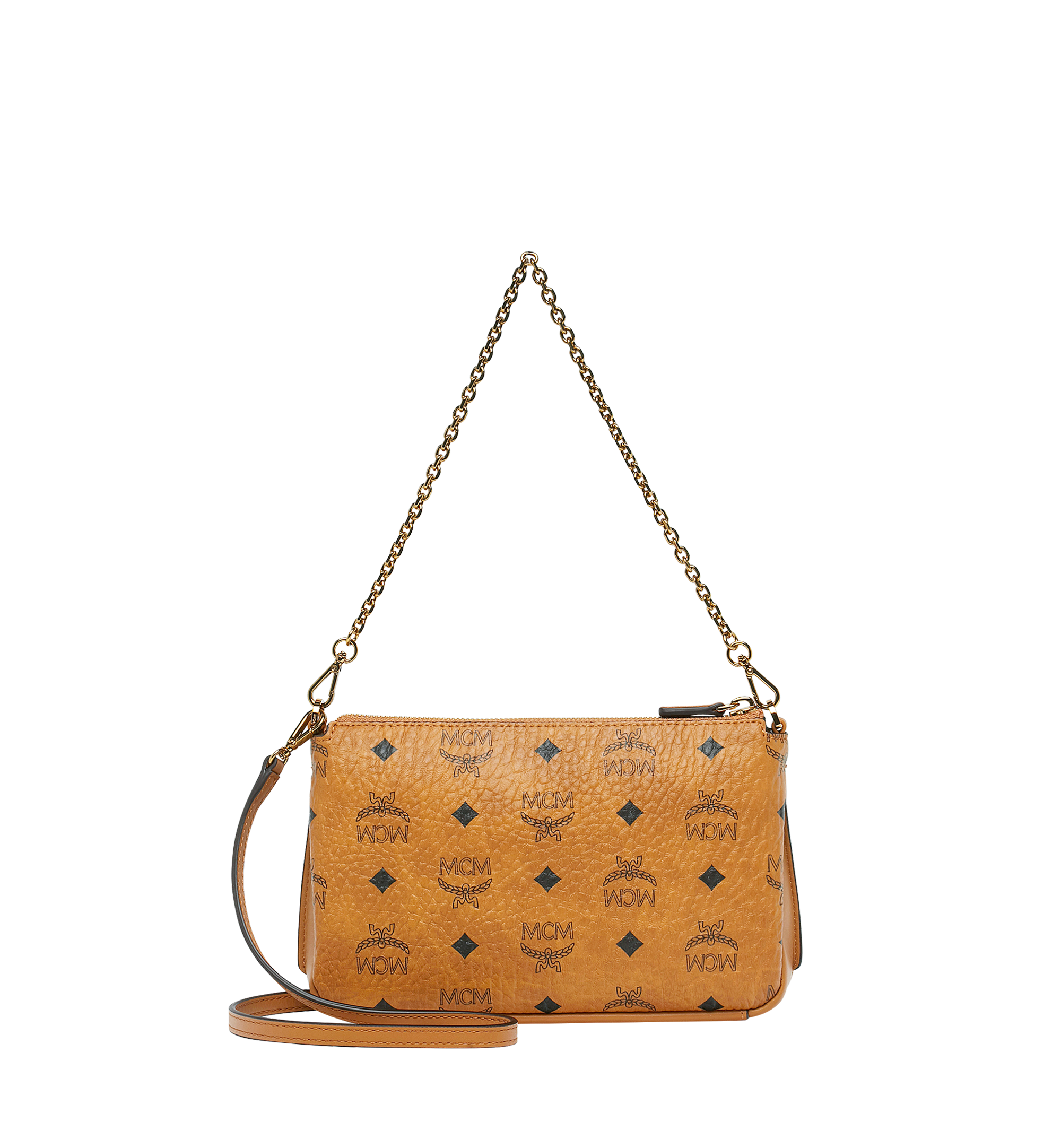 Medium Tracy Top Zip Crossbody in Visetos COGNAC