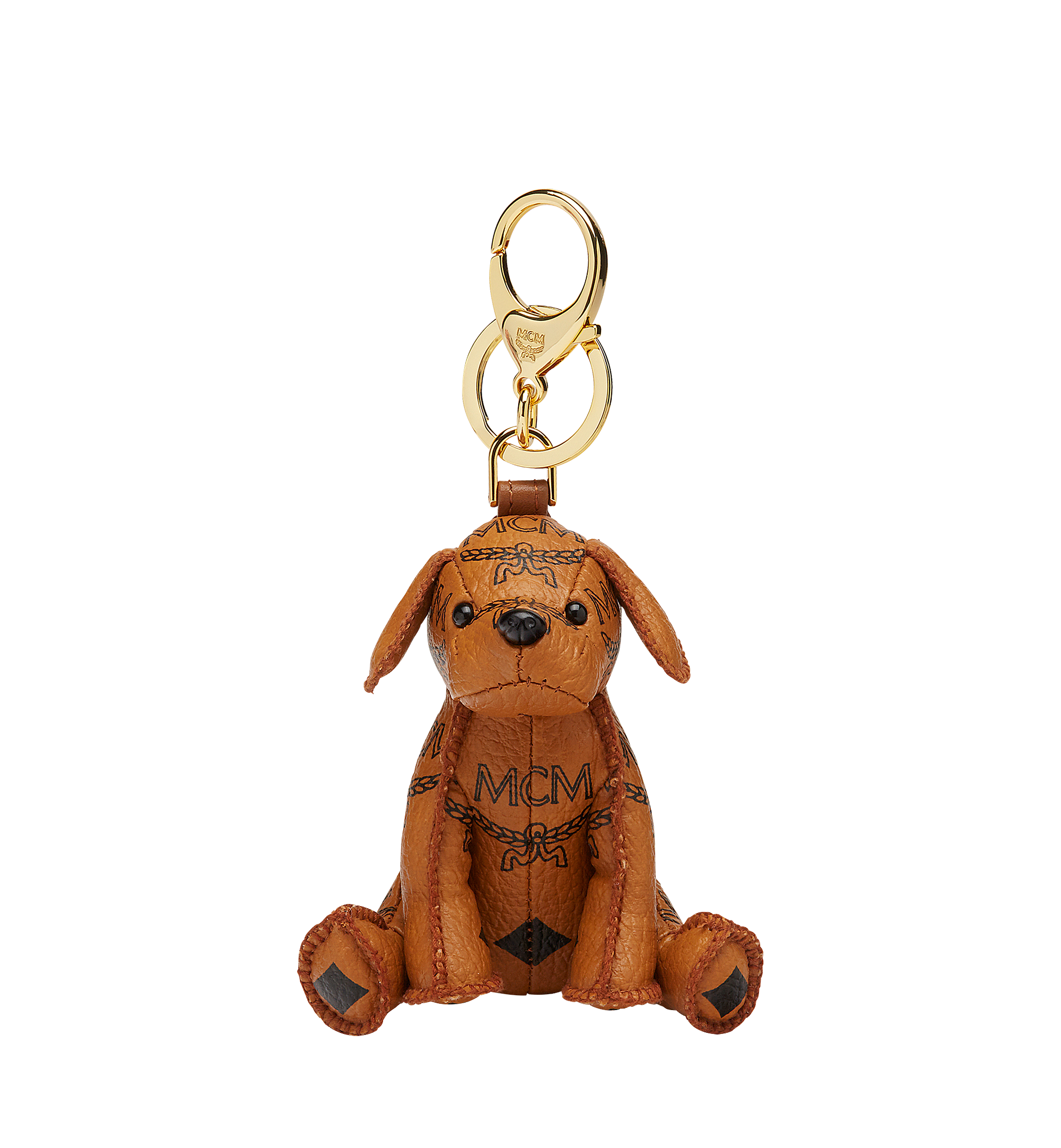 One Size MCM Zoo Schlüsselanhänger mit Hund in Visetos Cognac MCM ®DE