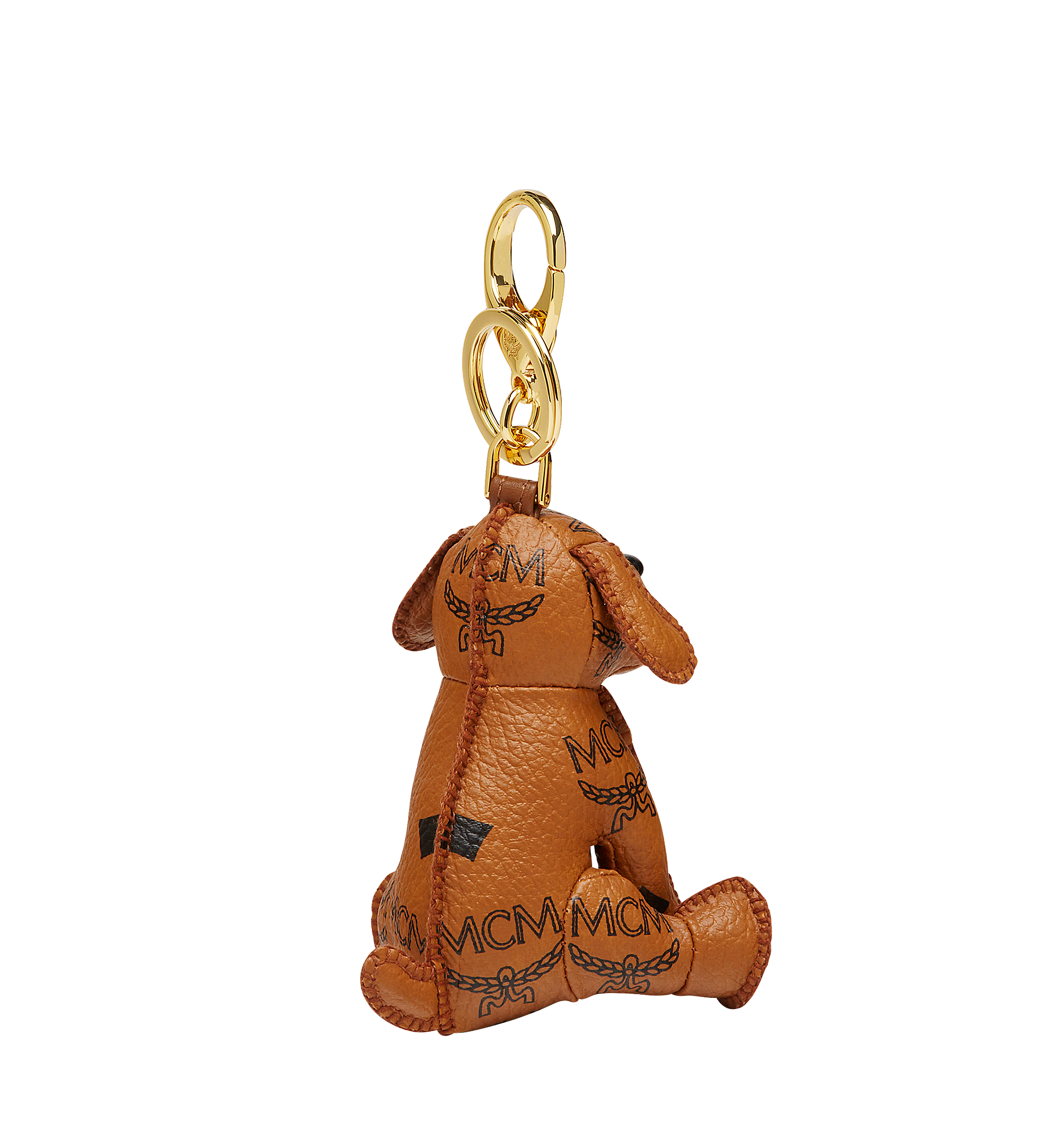 One Size MCM Zoo Schlüsselanhänger mit Hund in Visetos Cognac MCM ®DE