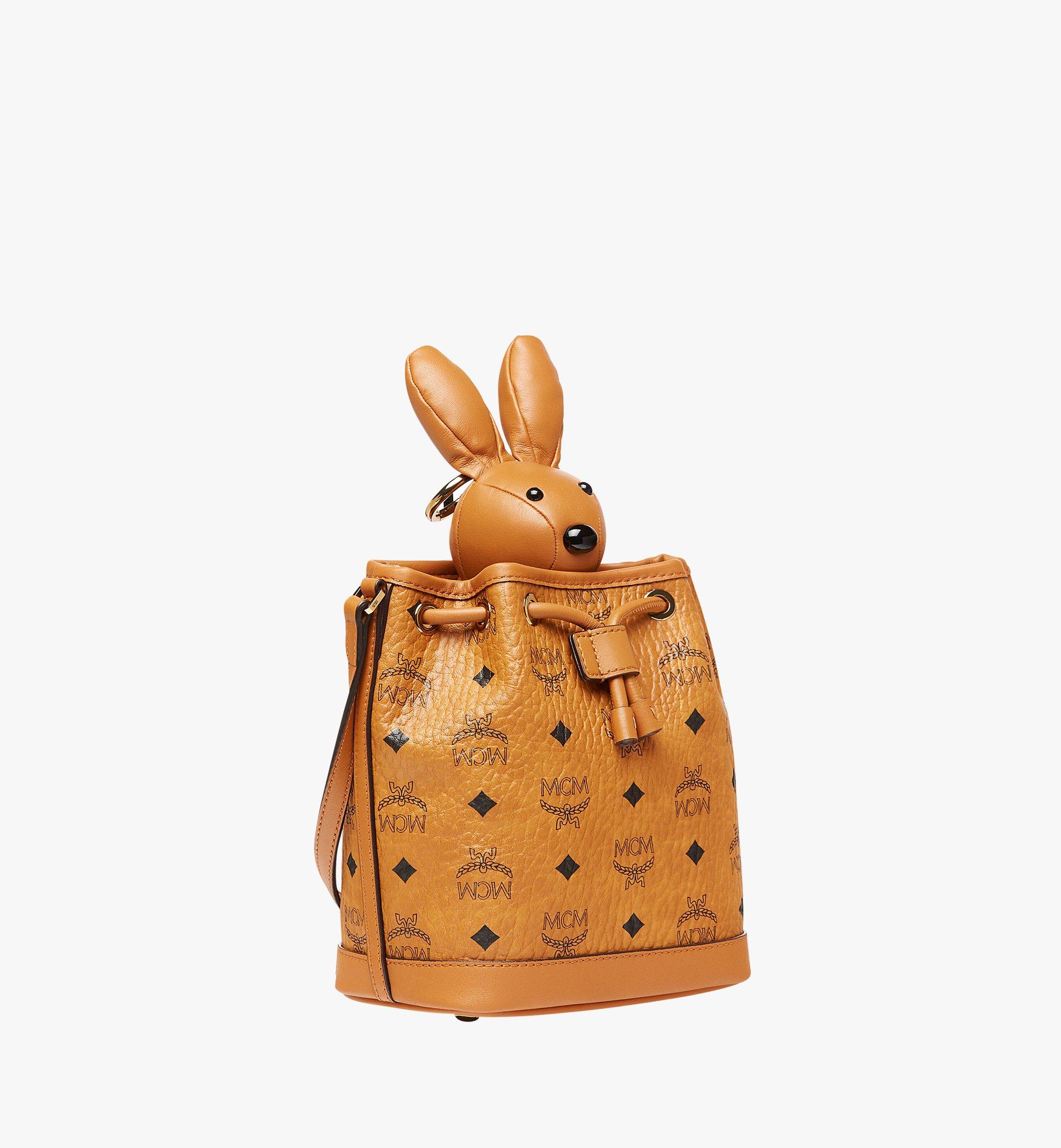 Small MCM Park Rabbit Drawstring Bag in Visetos Cognac | MCM ®CN