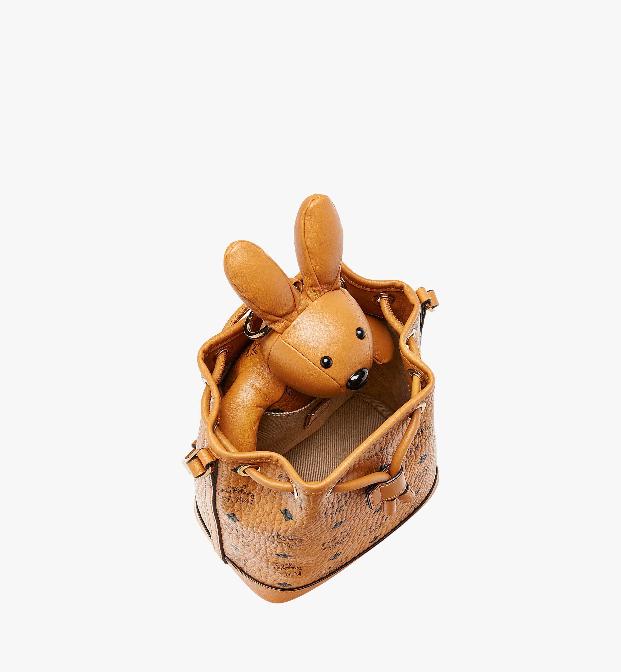 Small MCM Park Rabbit Drawstring Bag in Visetos Cognac MCM CN