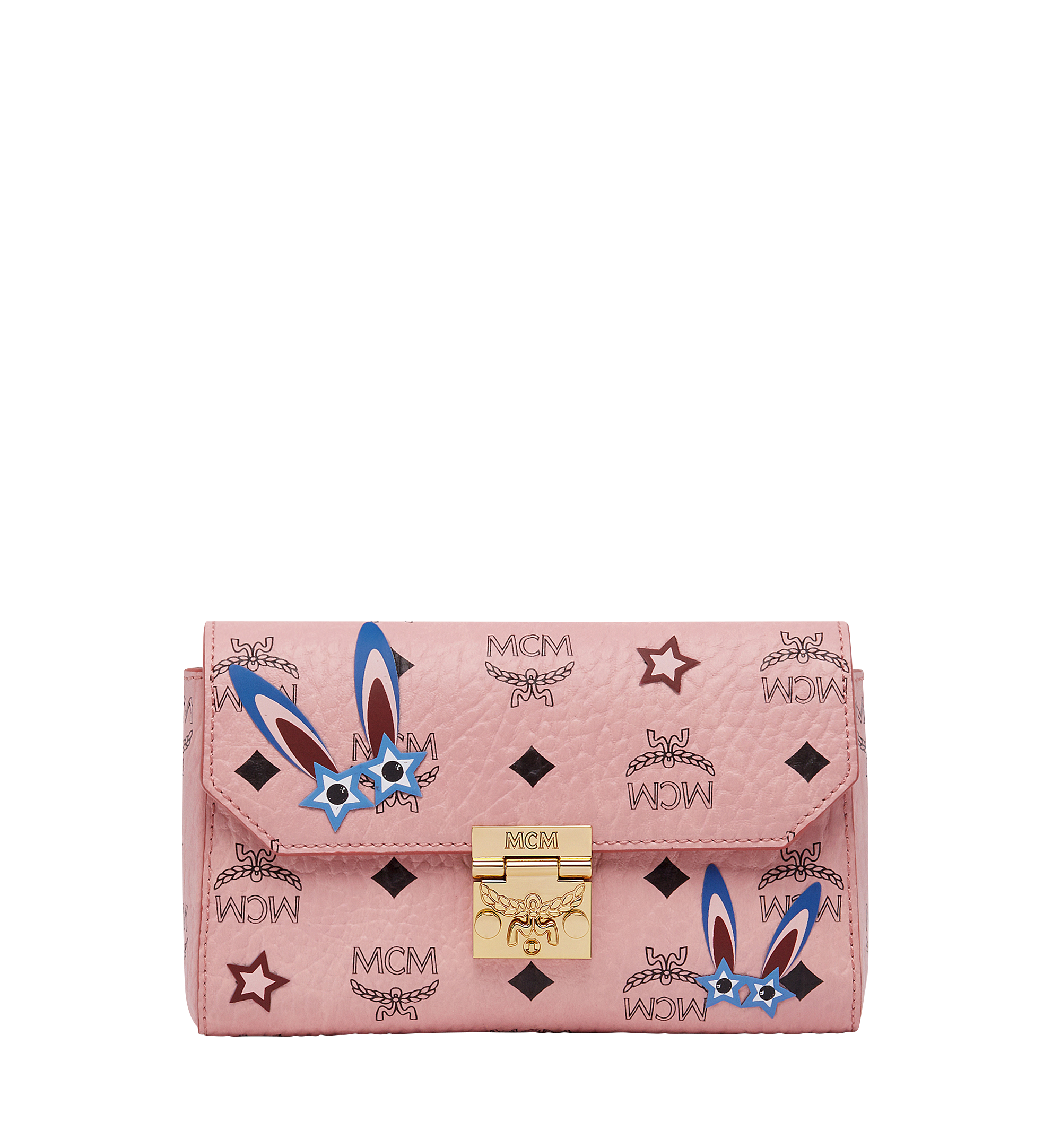 MCM Tracy Star Eyed Bunny Flap Crossbody in Visetos Pink MYZ8SME74PZ001 Alternate View 1