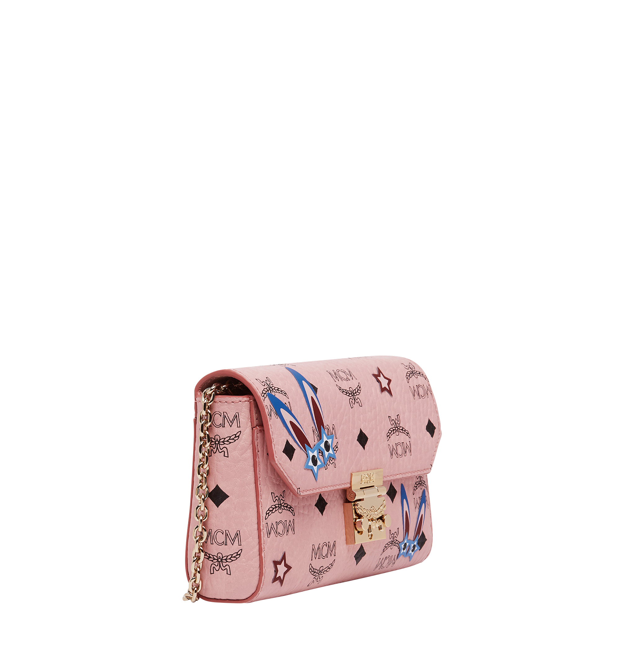 MCM Tracy Star Eyed Bunny Flap Crossbody in Visetos Pink MYZ8SME74PZ001 Alternate View 1