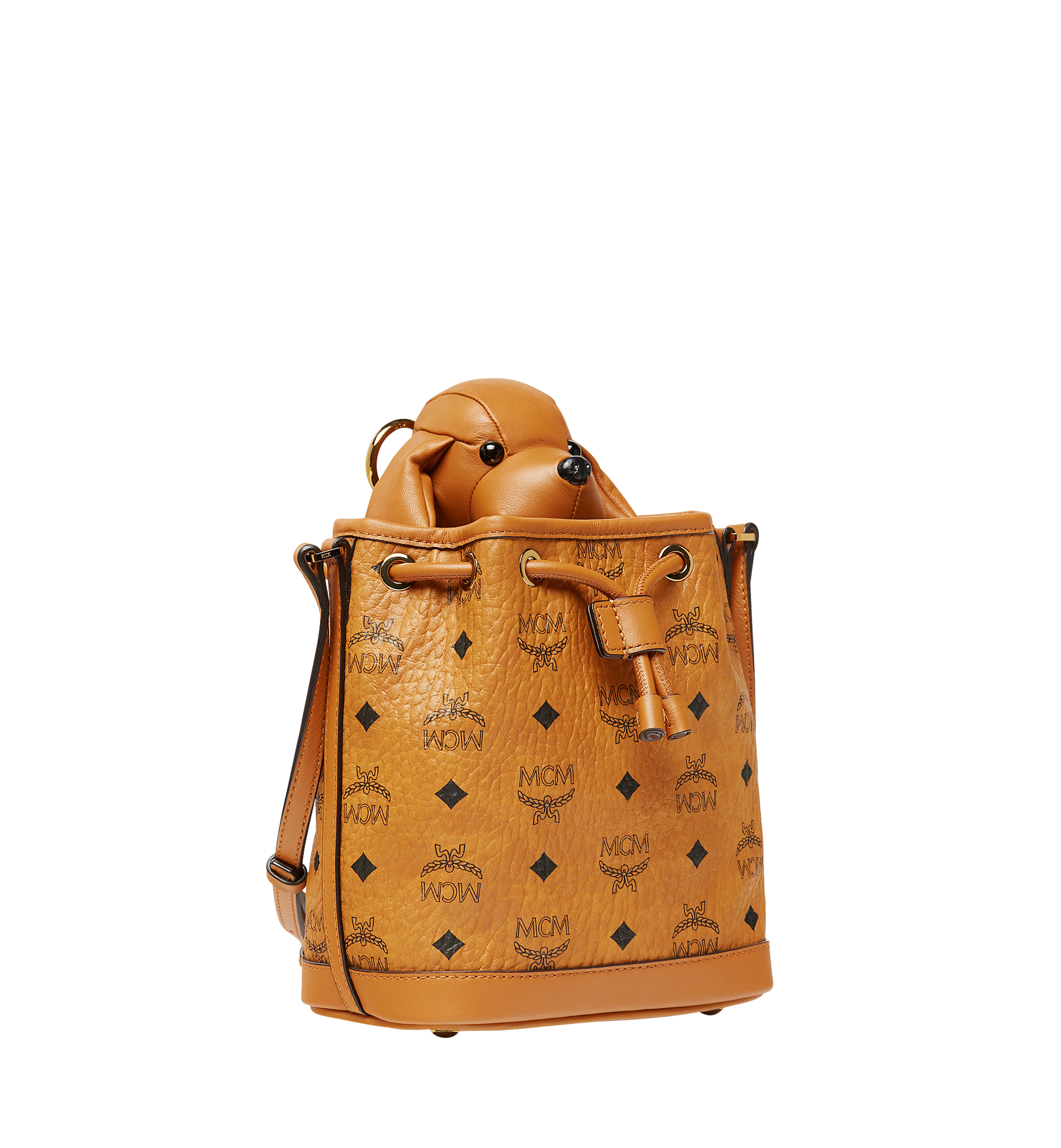 MCM Dog Doll Drawstring in Visetos Cognac MYZ8SXL46CO001 Plus de photos 1