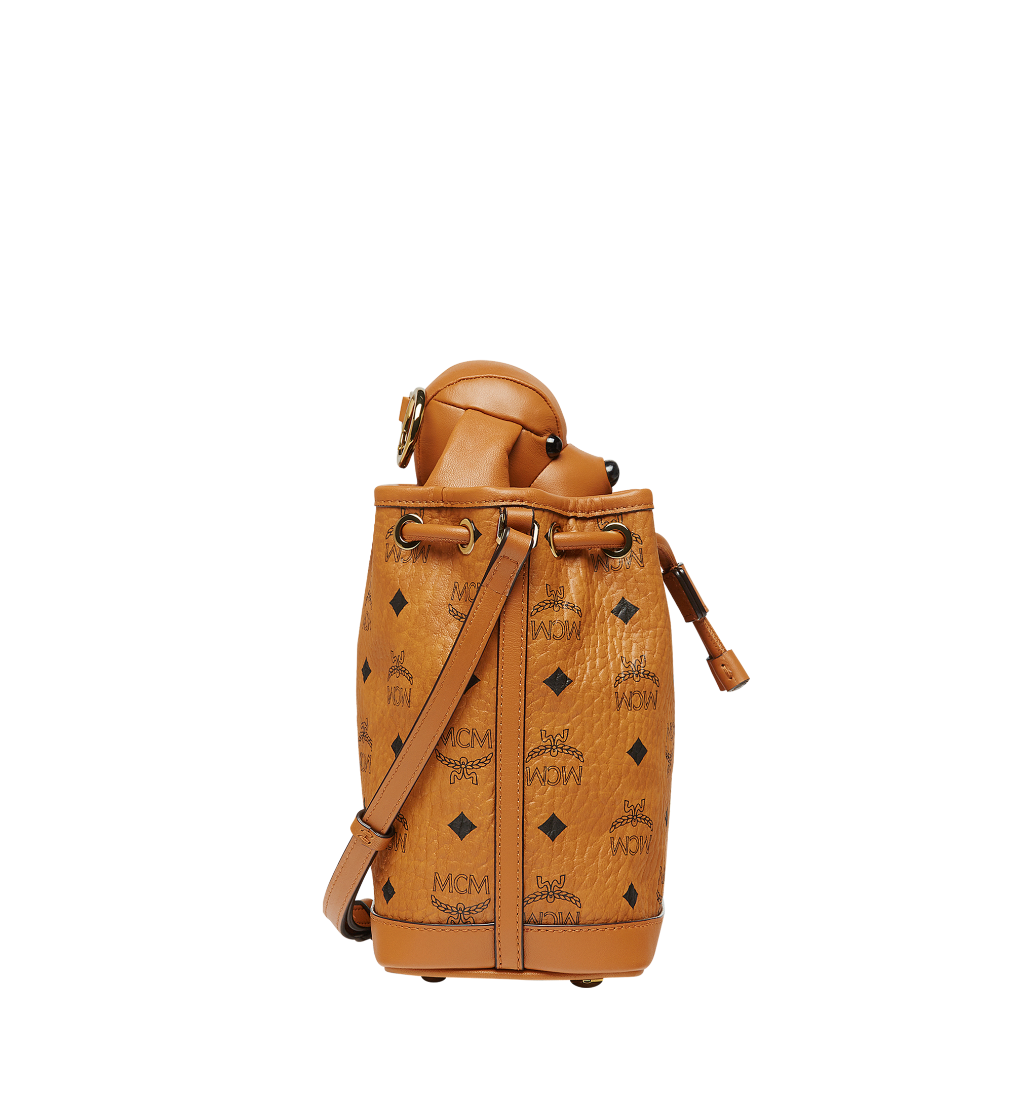 MCM Dog Doll Drawstring in Visetos Cognac MYZ8SXL46CO001 Plus de photos 2