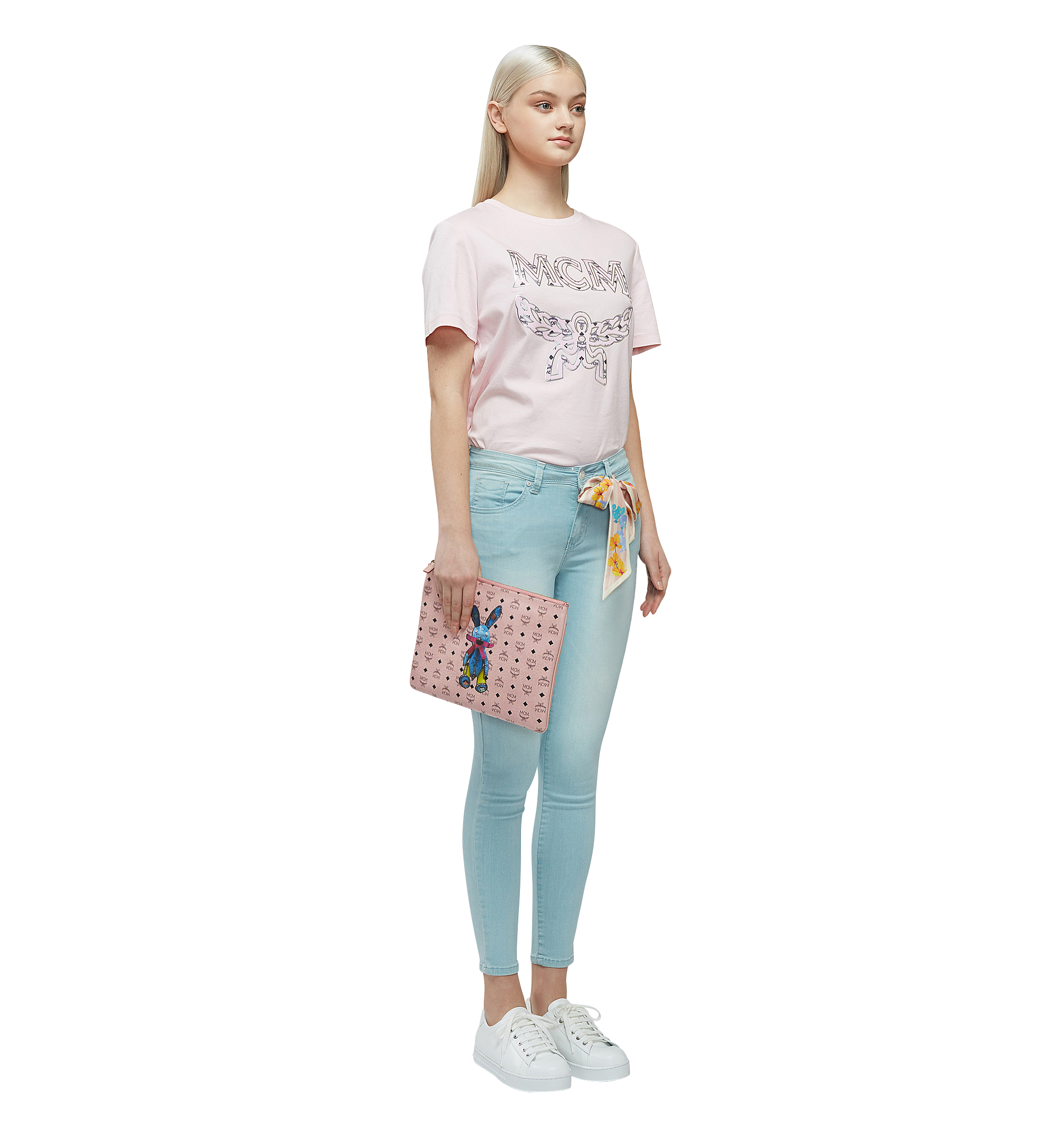 MCM Rabbit Crossbody Pouch in Visetos Pink MYZ8SXL81PZ001 Alternate View 4