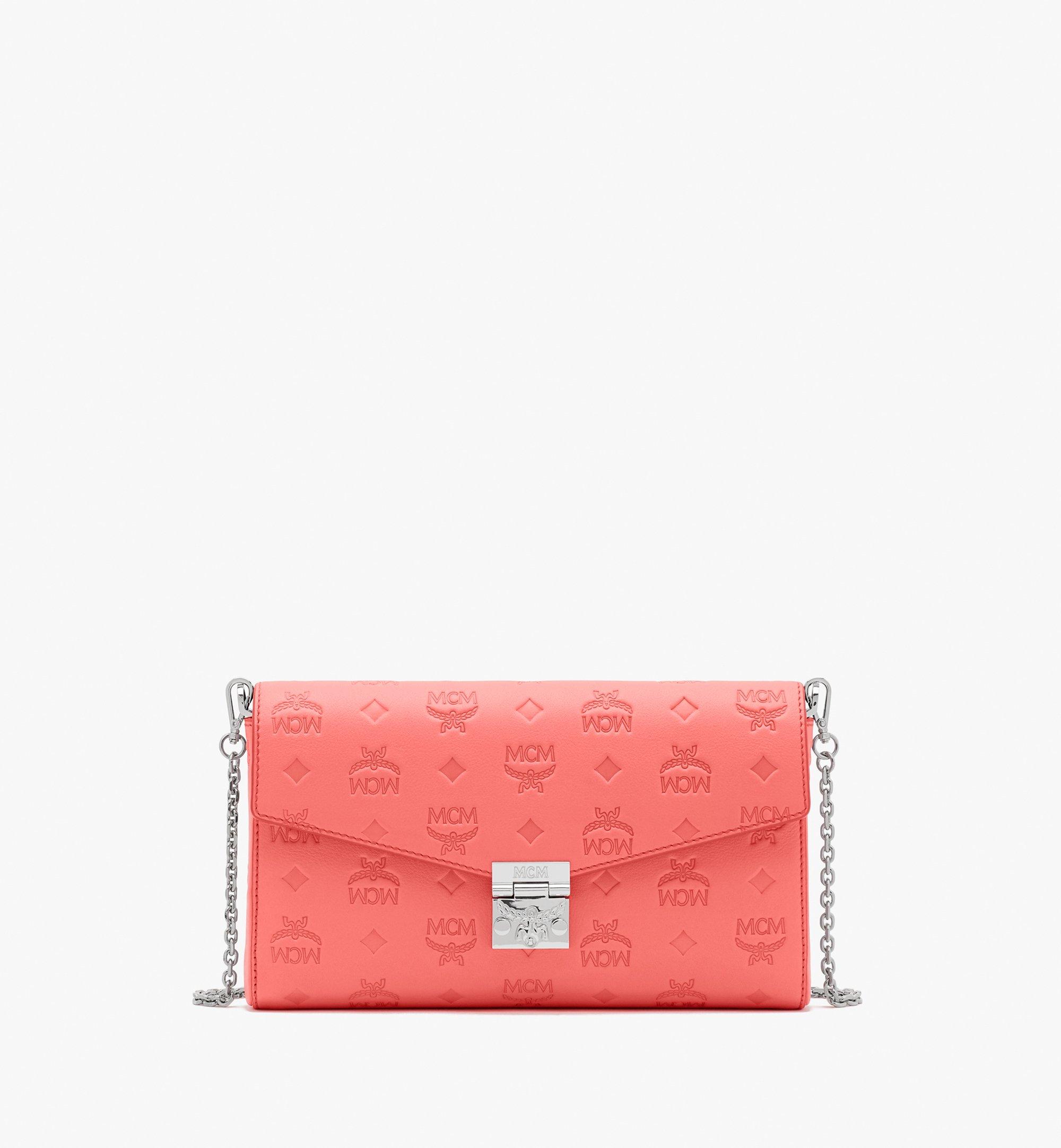 Mcm Millie Logo embossed Leather Medium Crossbody In Hot Coral silver ModeSens