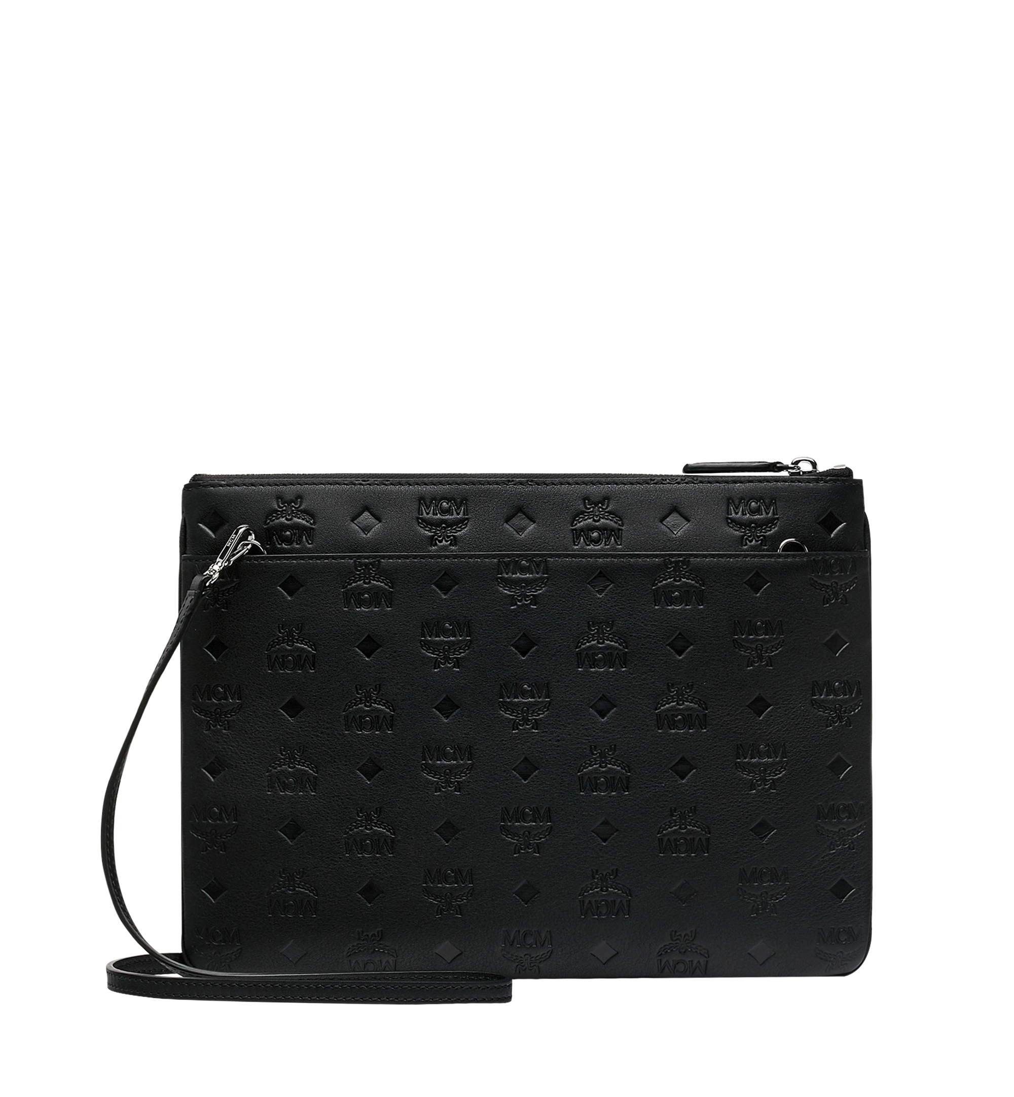 MCM Crossbody Pouch in Monogram Leather Black MYZ9SKM42BK001 Alternate View 2