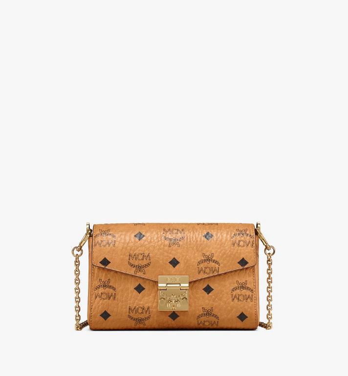 Small Tracy Flap Crossbody in Studded Outline Visetos Cognac