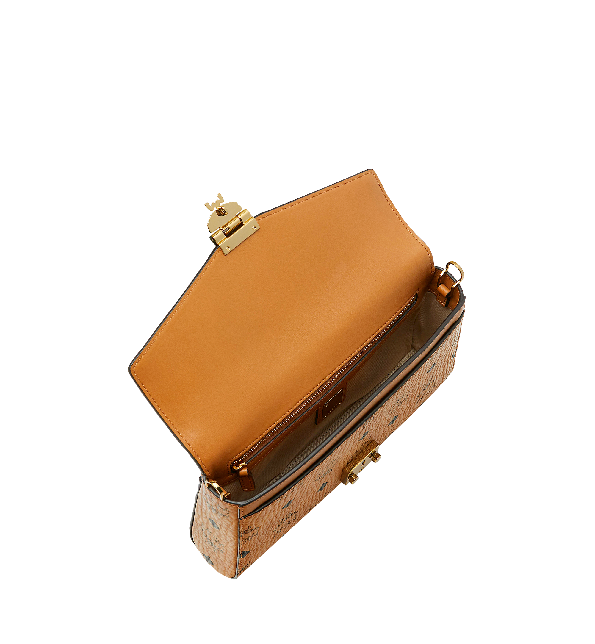 AWESOME MCM Tracy Crossbody Wallet in Visetos - Cognac