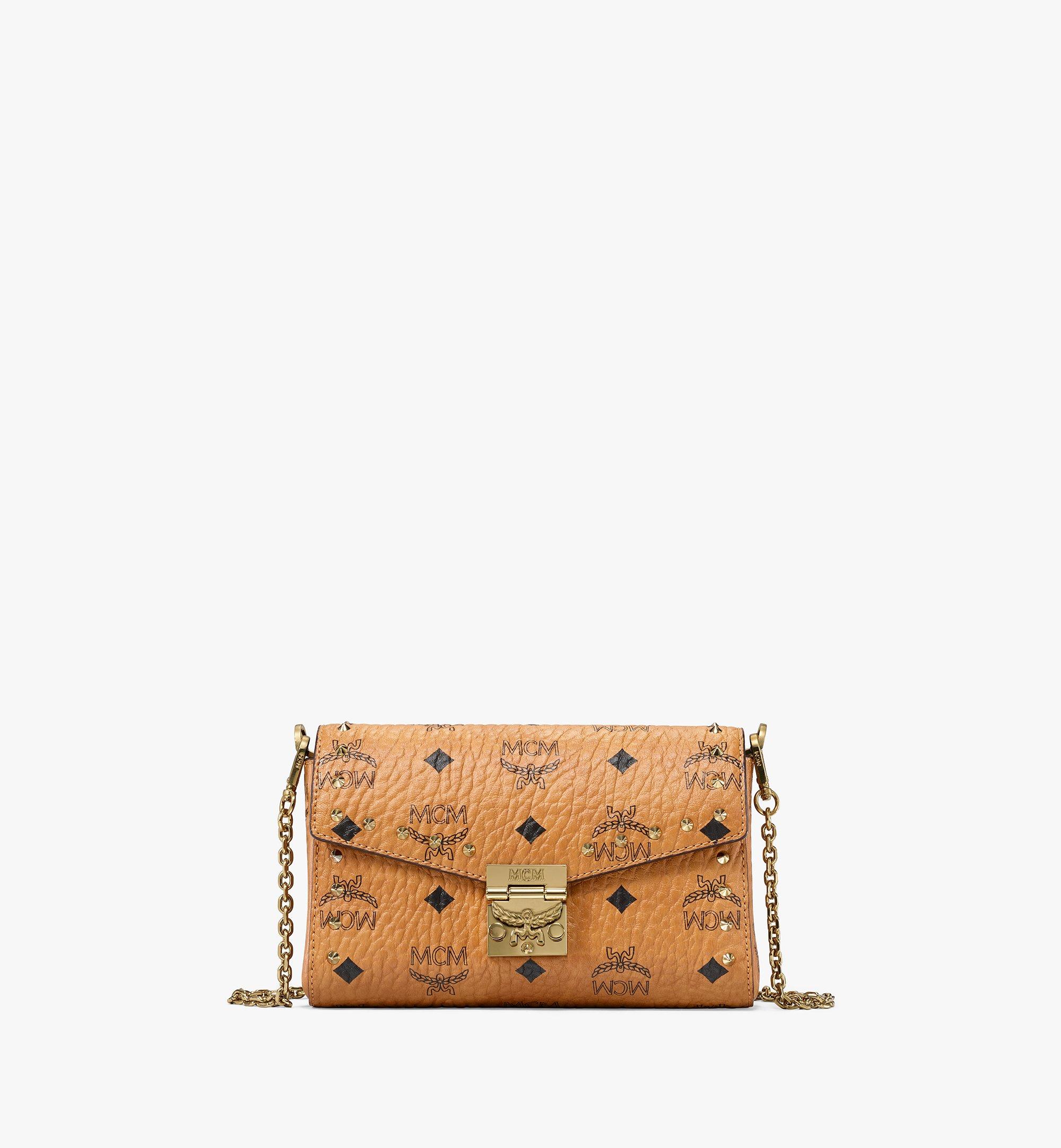 Small Tracy Flap Crossbody in Studded Outline Visetos Cognac | MCM ®US