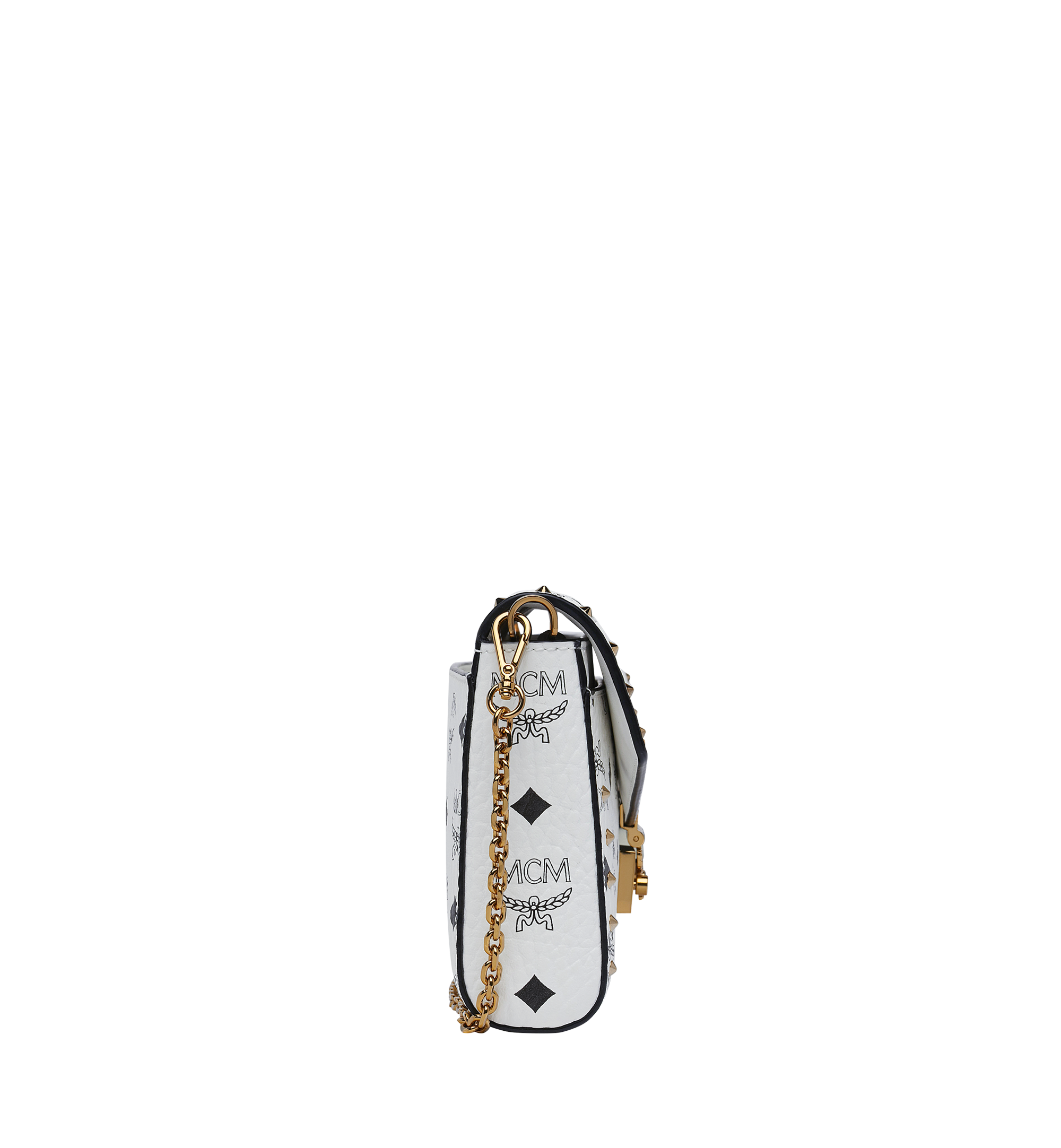 MCM Tracy Flap Crossbody in Studded Outline Visetos White MYZ9SME26WT001 Alternate View 2