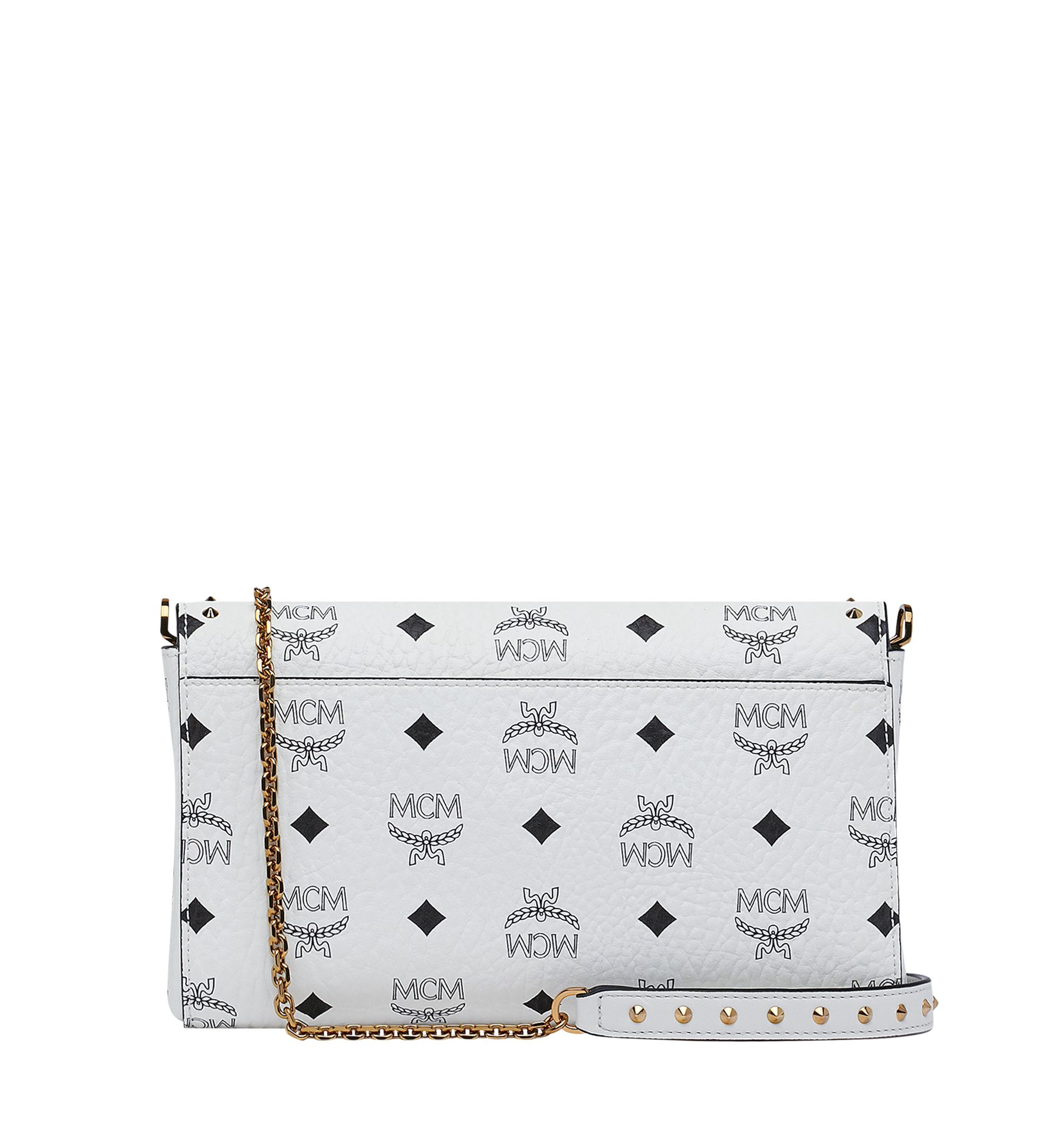 MCM Tracy Flap Crossbody in Studded Outline Visetos White MYZ9SME26WT001 Alternate View 3