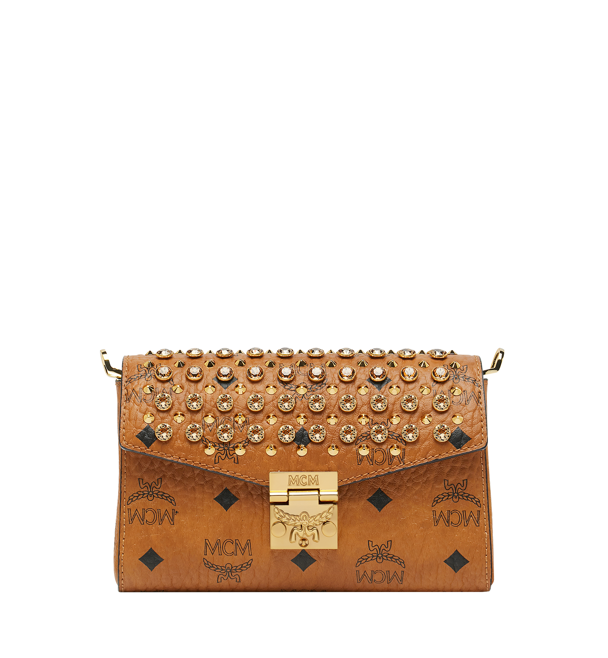 MCM Diamond Visetos Flap Crossbody Cognac MYZ9SVI12CO001 Alternate View 1