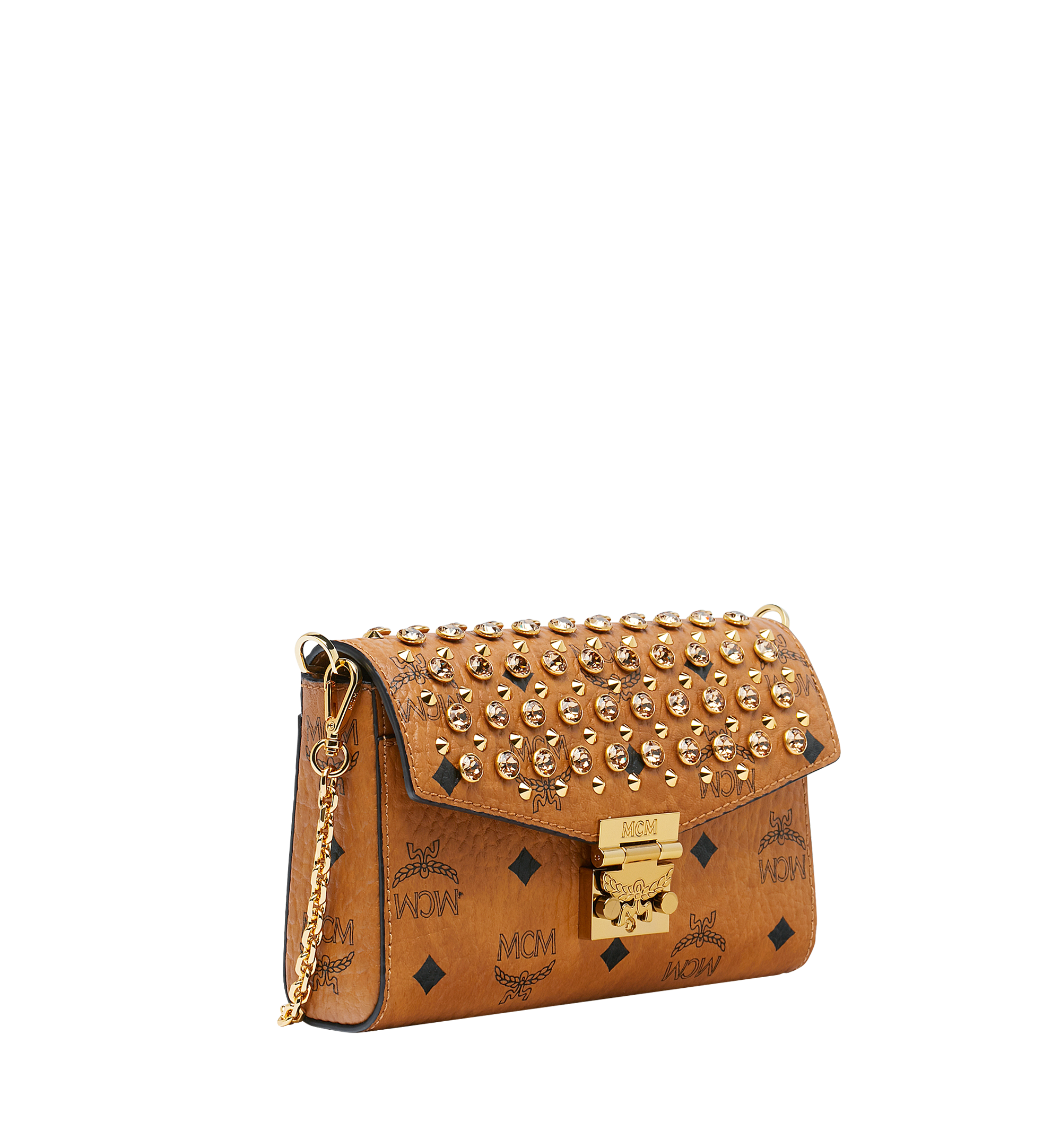 MCM Diamond Visetos Flap Crossbody Cognac MYZ9SVI12CO001 Alternate View 1