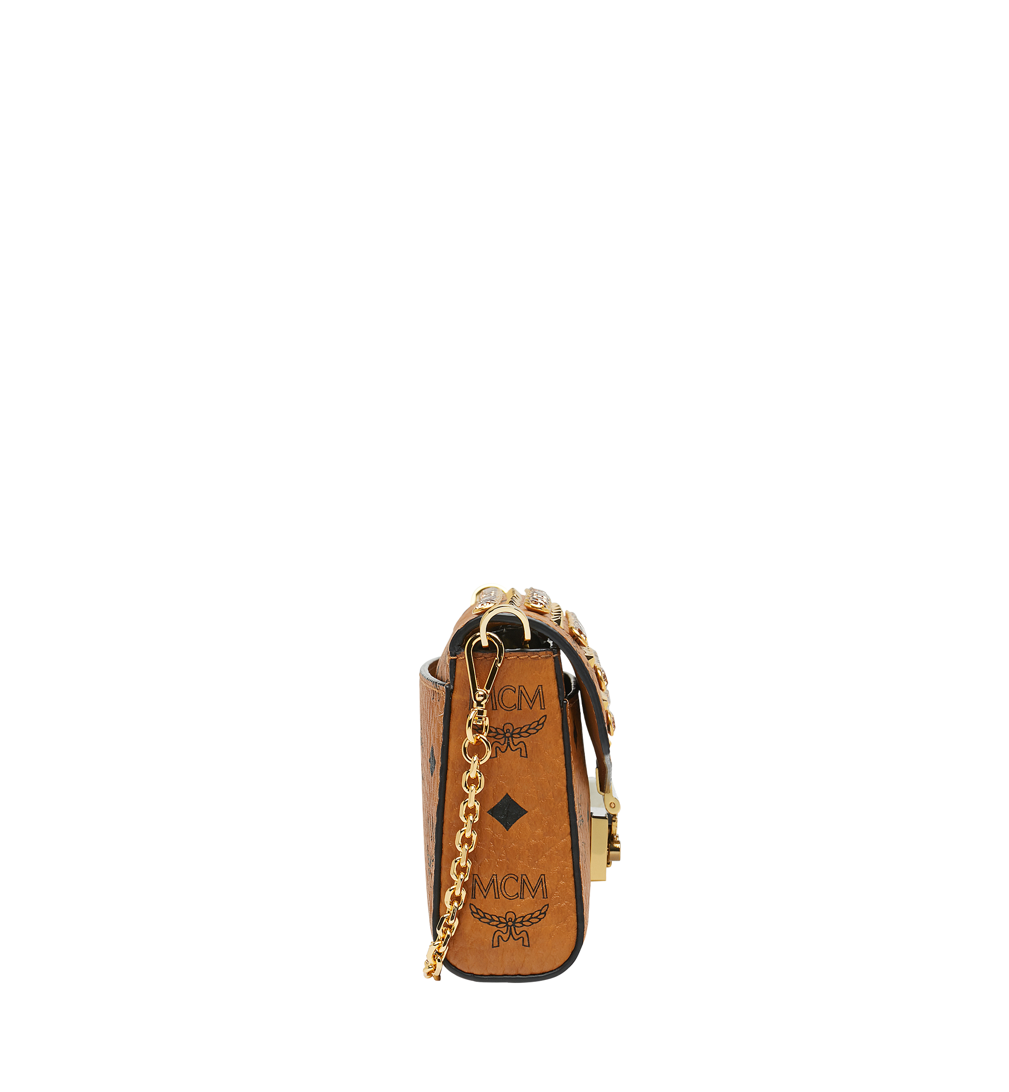 MCM Diamond Visetos Flap Crossbody Cognac MYZ9SVI12CO001 Alternate View 2