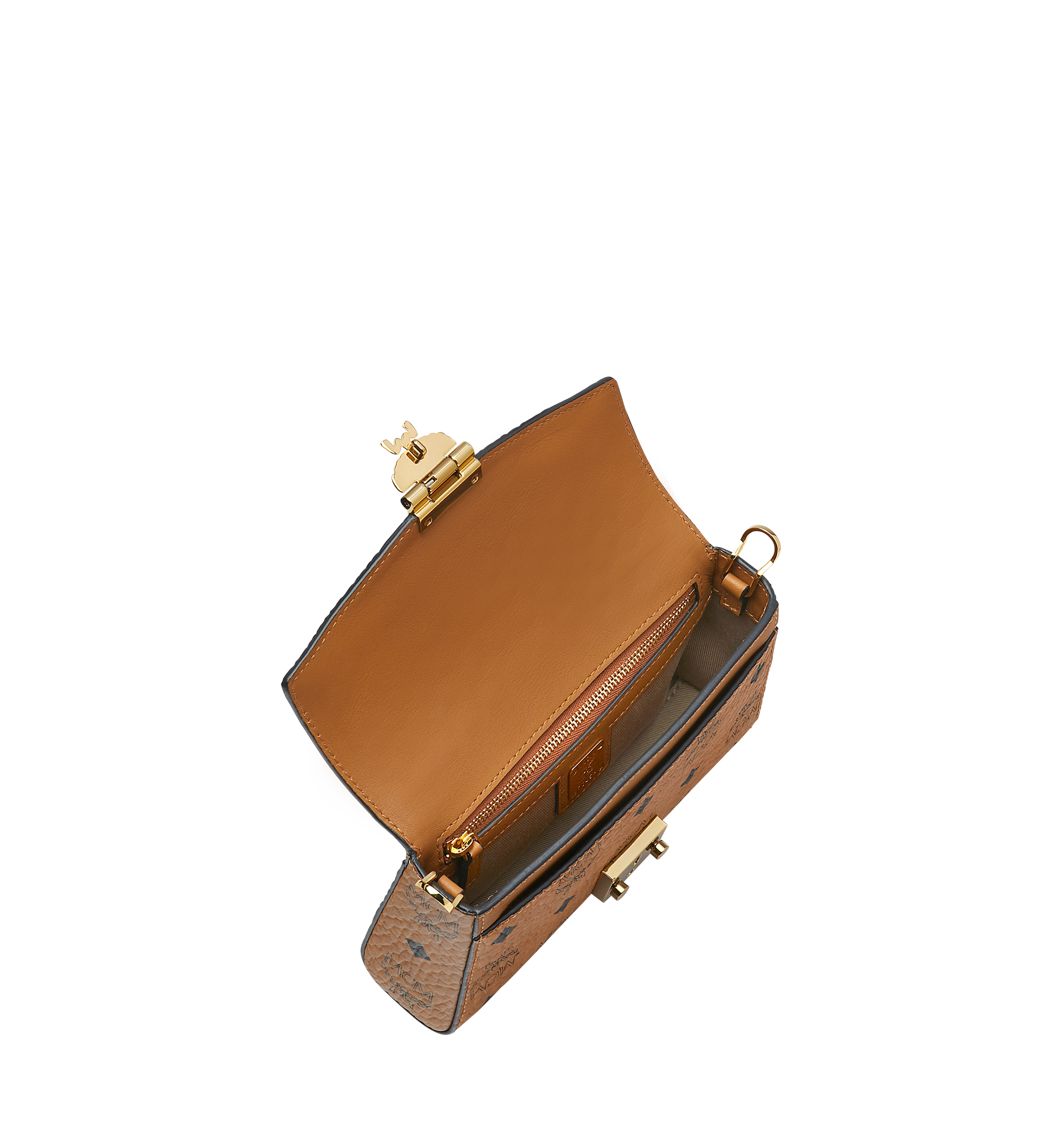 MCM Diamond Visetos Flap Crossbody Cognac MYZ9SVI12CO001 Alternate View 4