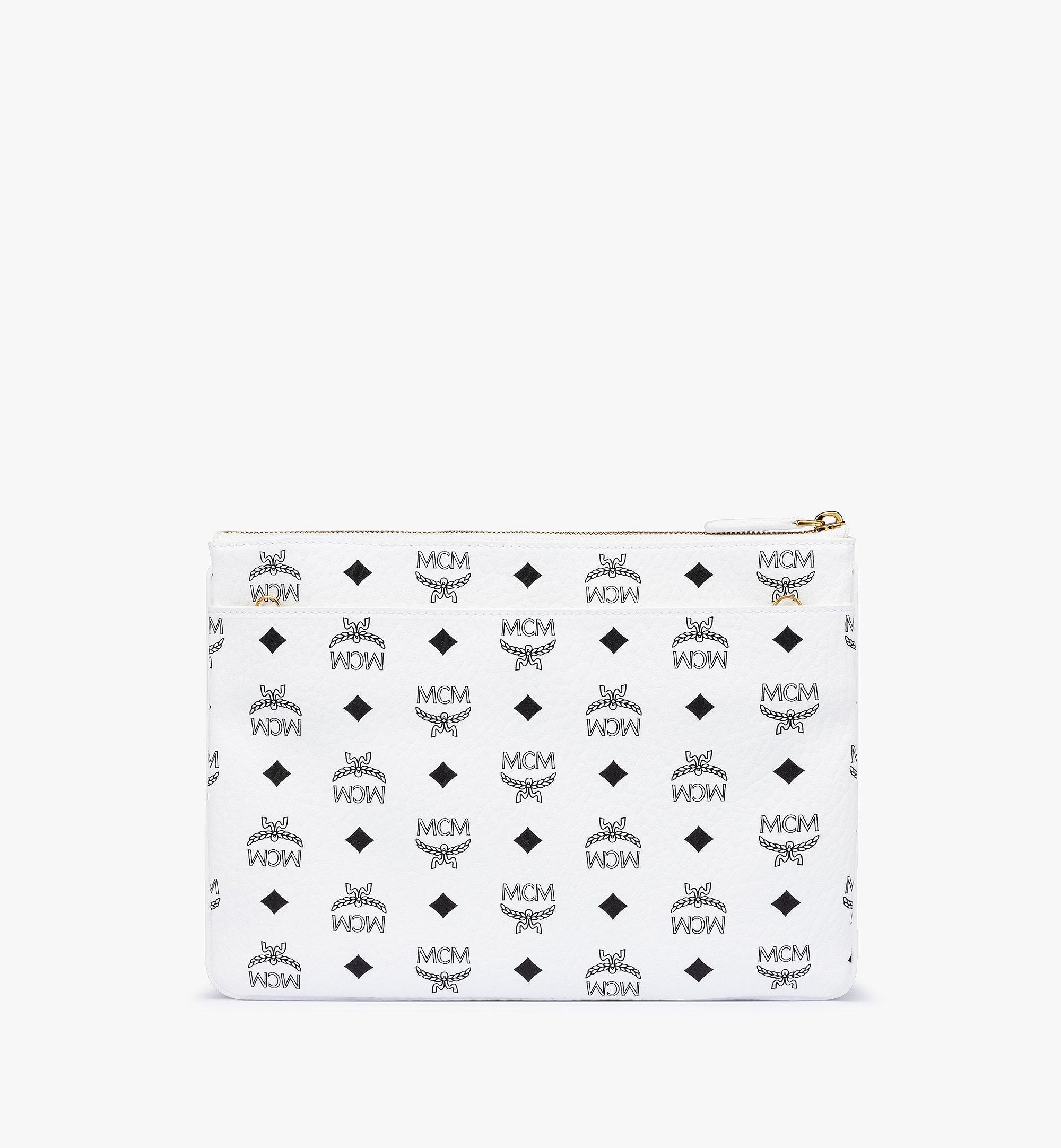 MCM White Visetos Medium Pouch Shoulder Bag - A World Of Goods For You, LLC