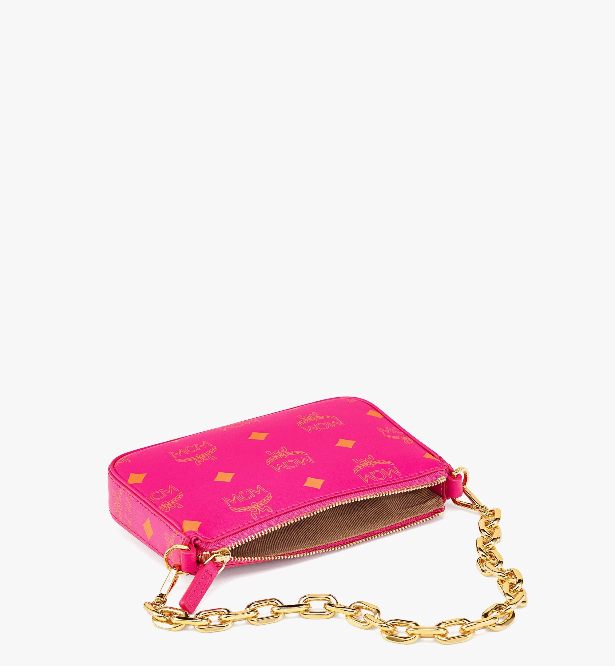 Mini Zip Pouch in Color Splash Logo Leather Pink | MCM ®JP