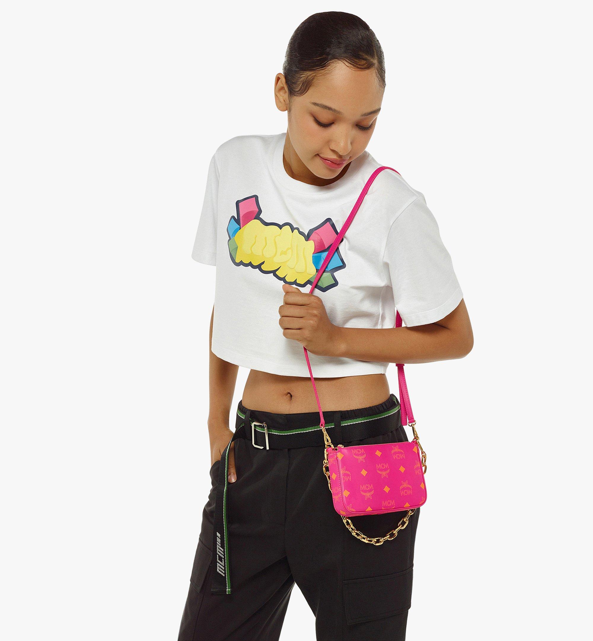 MCM Mini Color Splash Logo Pouch Chain Shoulder Bag