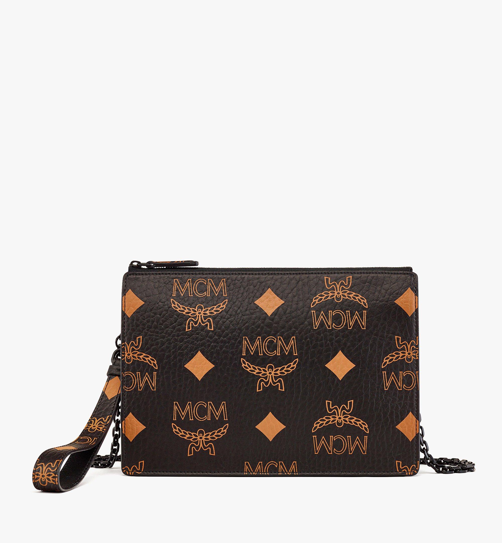 Pouch mit Handgelenksband, Reissverschluss und Kettenriemen in Maxi Visetos