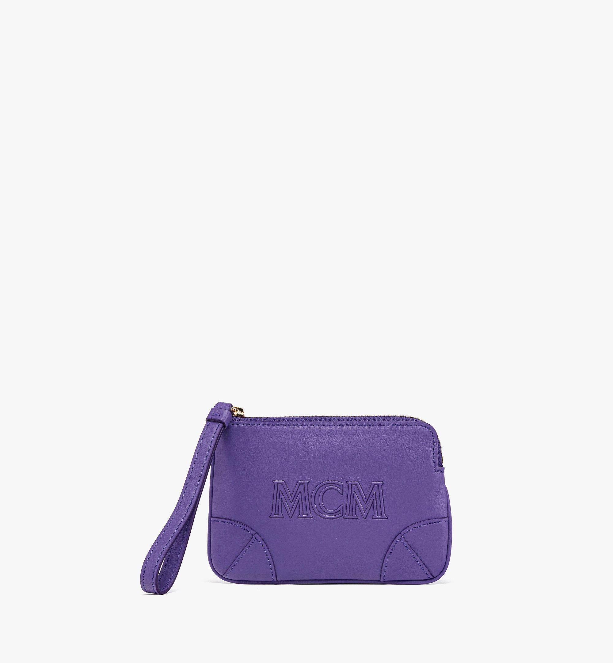 MCM Aren Wristlet Zip Pouch in Spanish Calf Leather Purple MYZDATA03UQ001 Alternate View 1