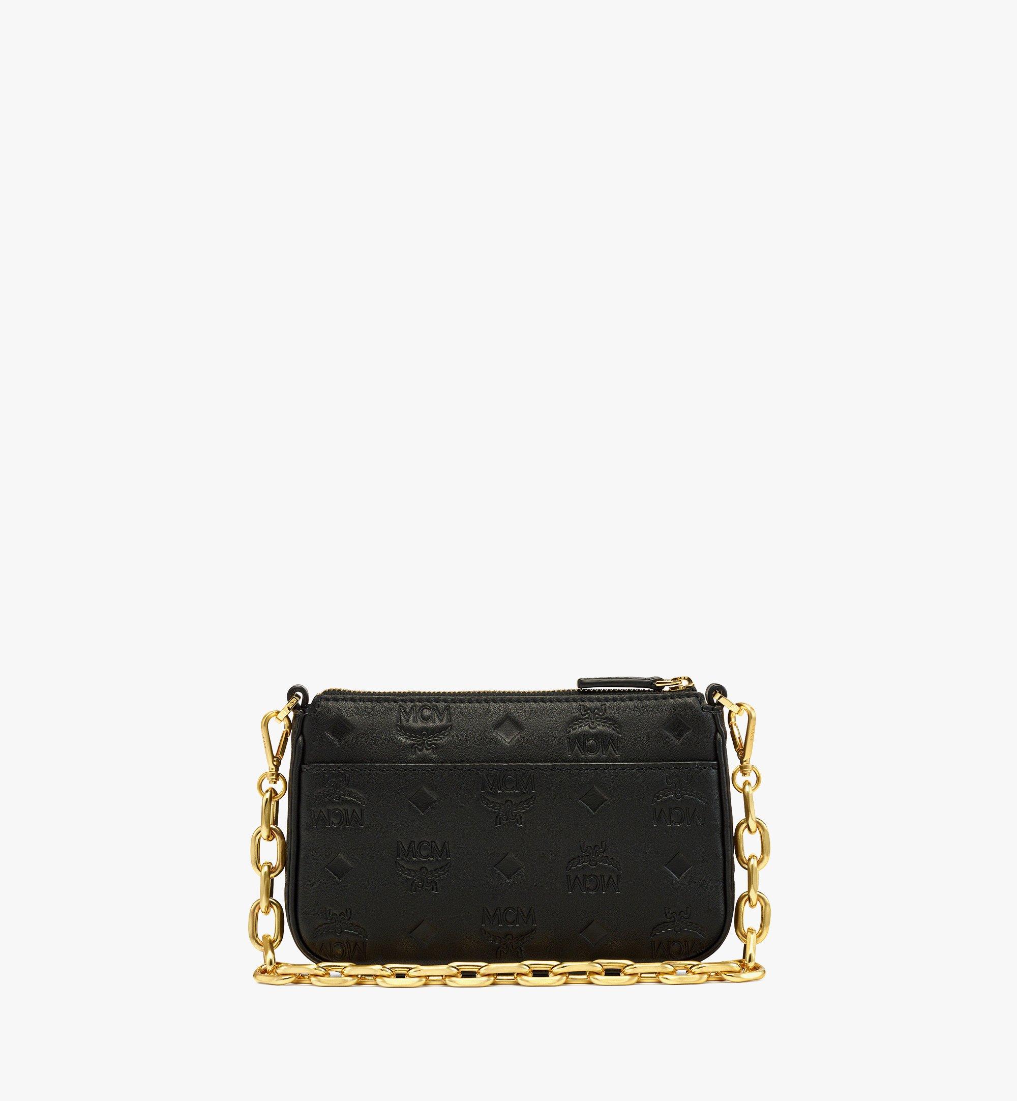 MCM Aren Chain Pouch in Embossed Monogram Leather Black MYZDSTA01BK001 Alternate View 3