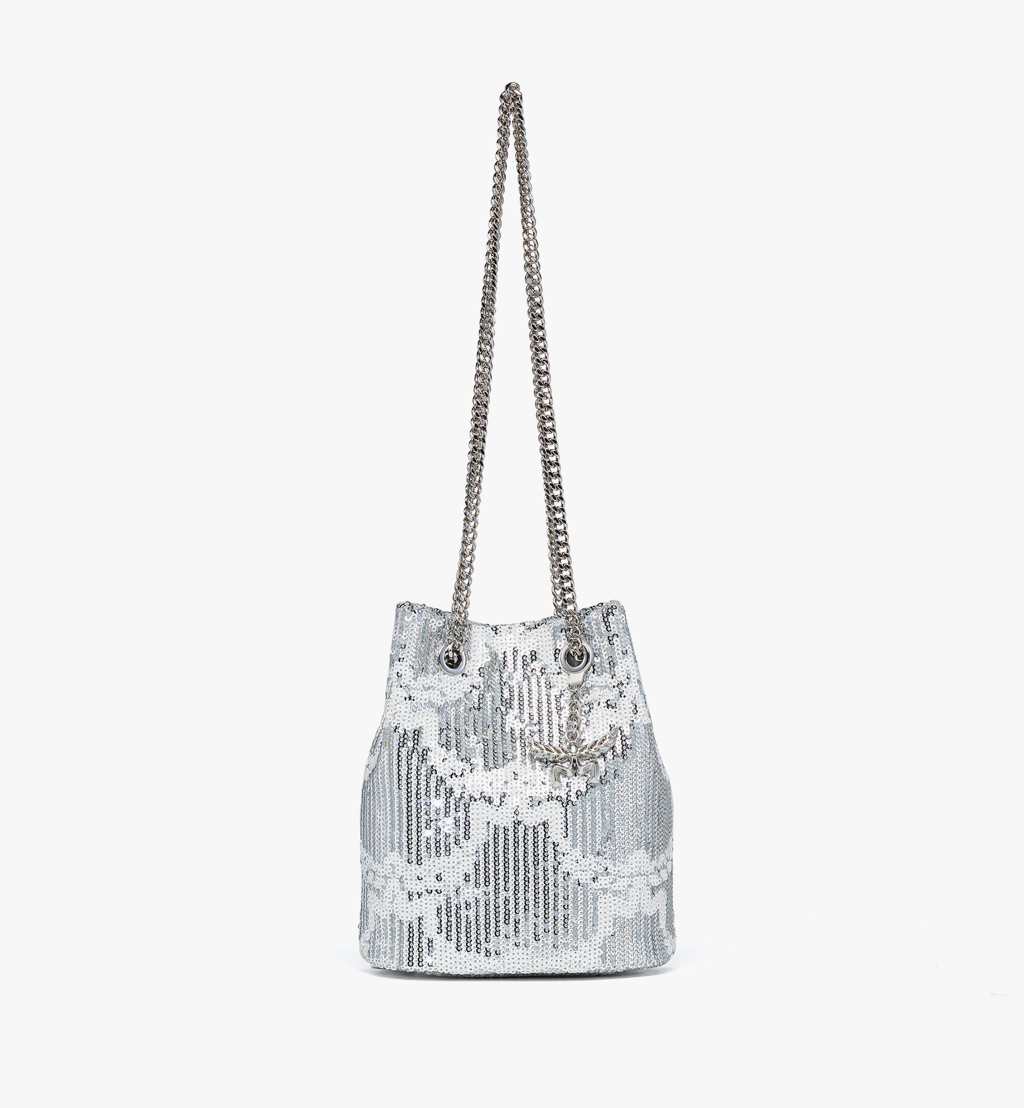 Sac seau Himmel en cuir monogrammé à sequins