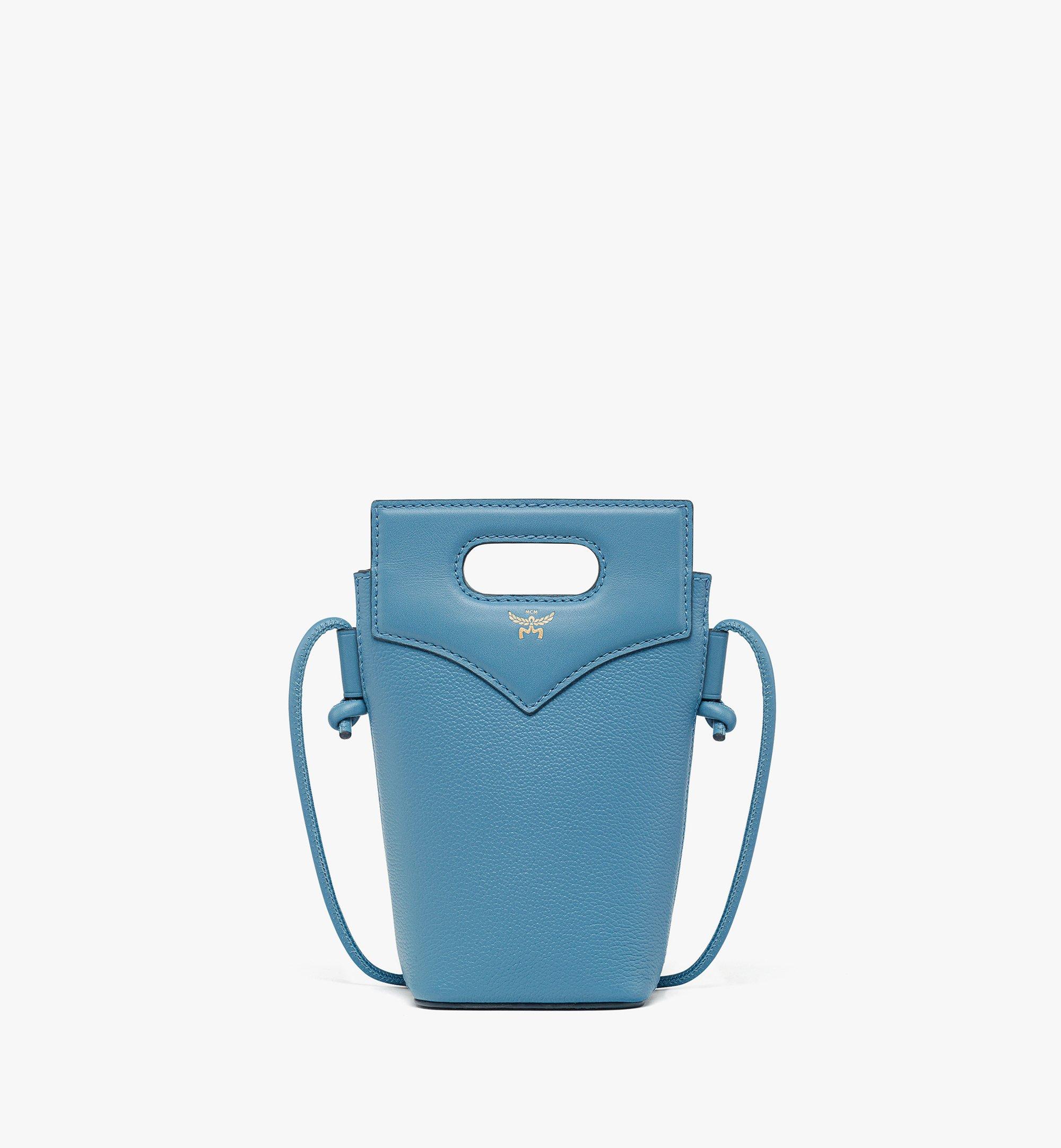 MCM Diamond Crossbody Pouch in Embossed Leather and Calfskin Blue MYZEAAK03E4001 Alternate View 1