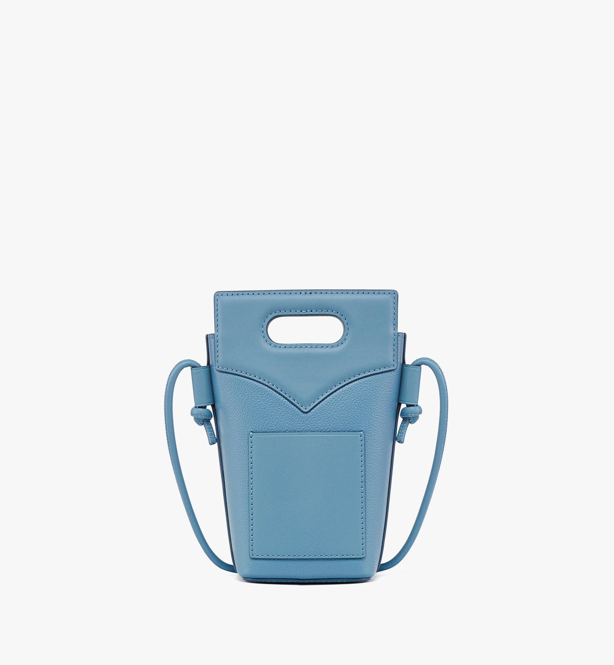 MCM Diamond Crossbody Pouch in Embossed Leather and Calfskin Blue MYZEAAK03E4001 Alternate View 3