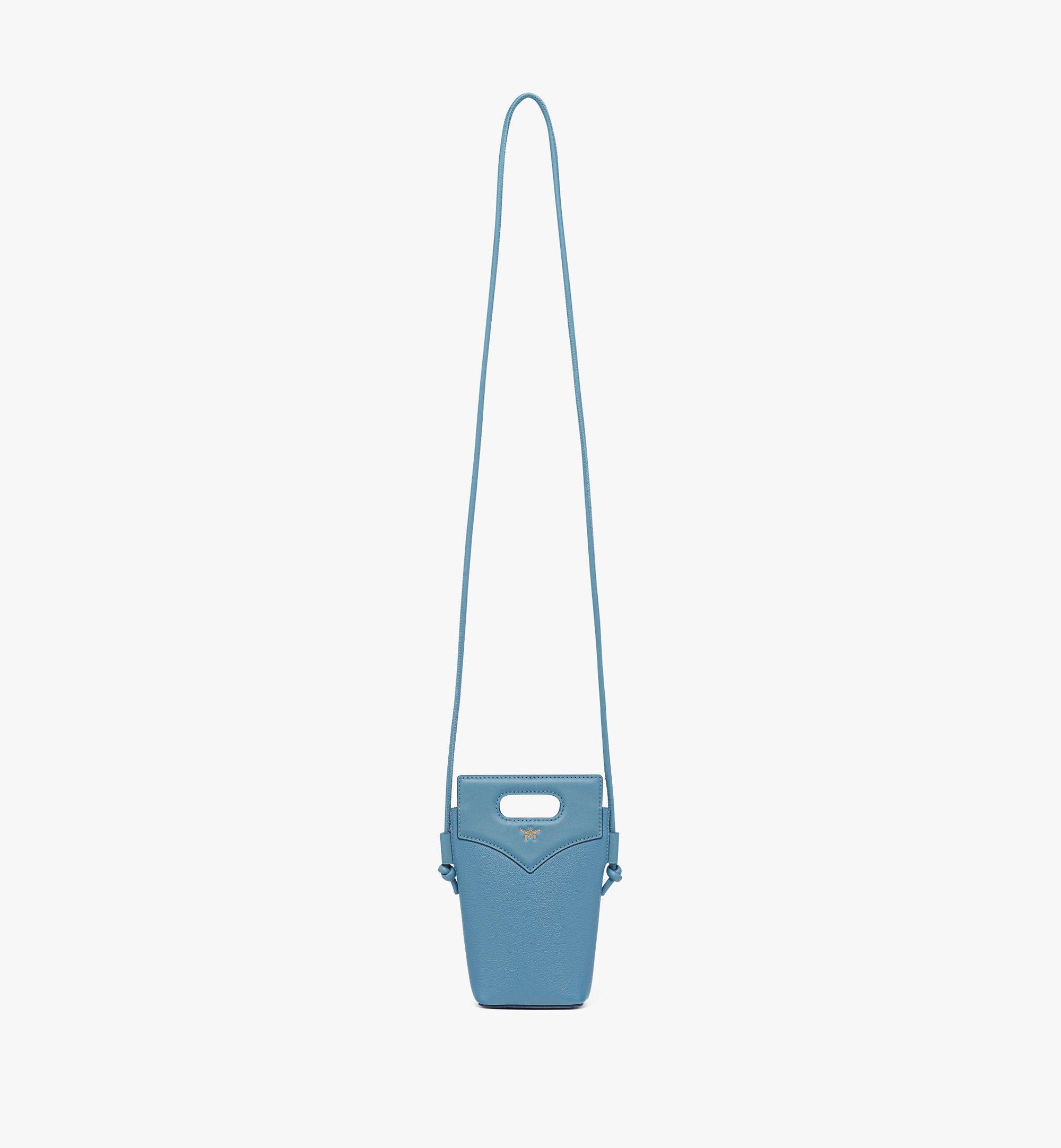 MCM Diamond Crossbody Pouch in Embossed Leather and Calfskin Blue MYZEAAK03E4001 Alternate View 4