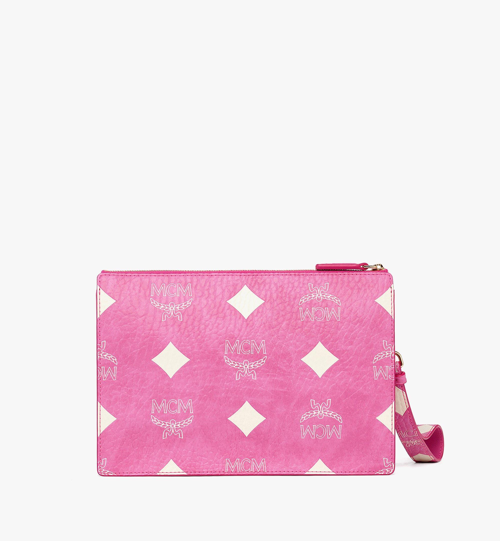 MCM リストレット ジップポーチ チェーンストラップ付き - マキシ ヴィセトス Pink MYZEATA02P9001 ほかの角度から見る 2