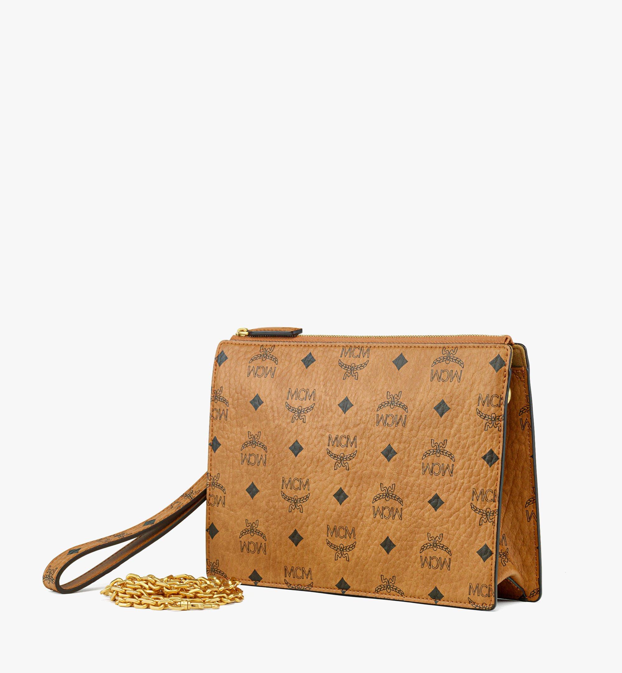 Wristlet Standing Pouch w/ Chain Strap in Visetos